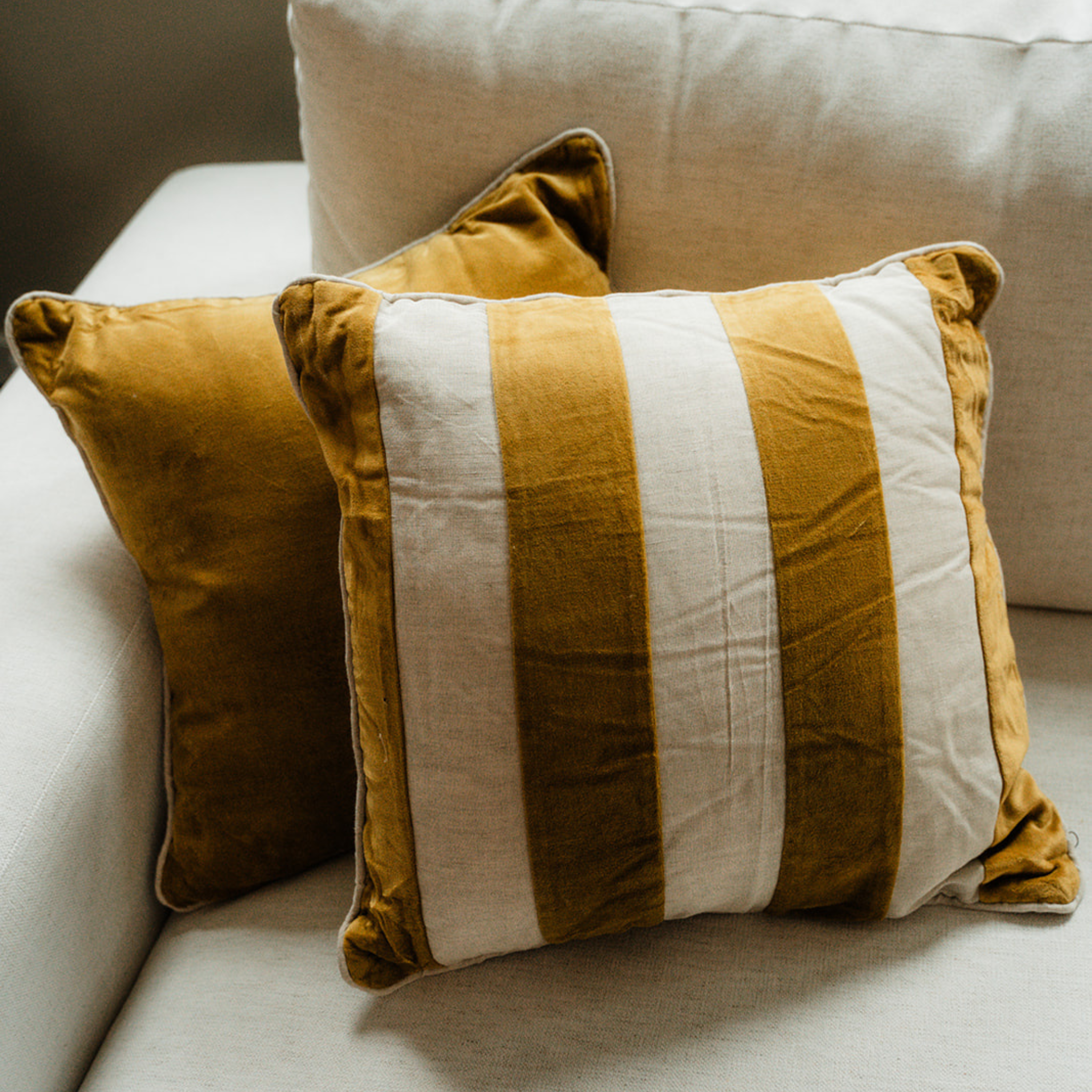 Velvet Linen Stripe Pillow