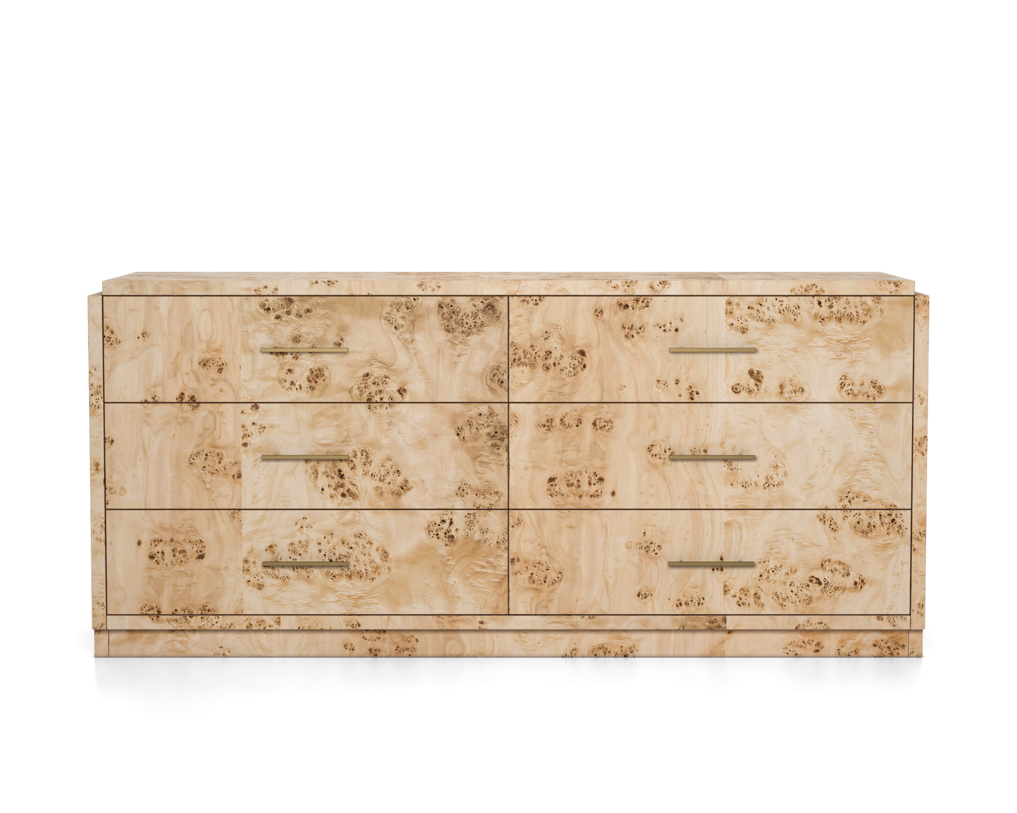 burlwood dresser Wesley 6-Drawer Burl Dresser Light Brown