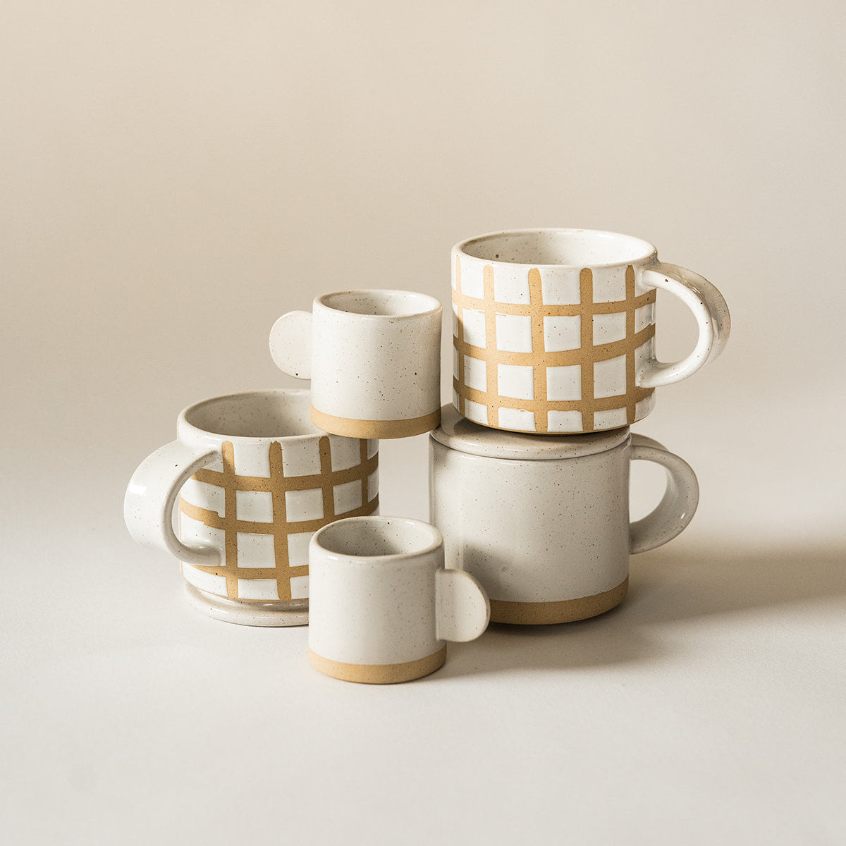 Speckle Grid Mug with Lid - Set of 2