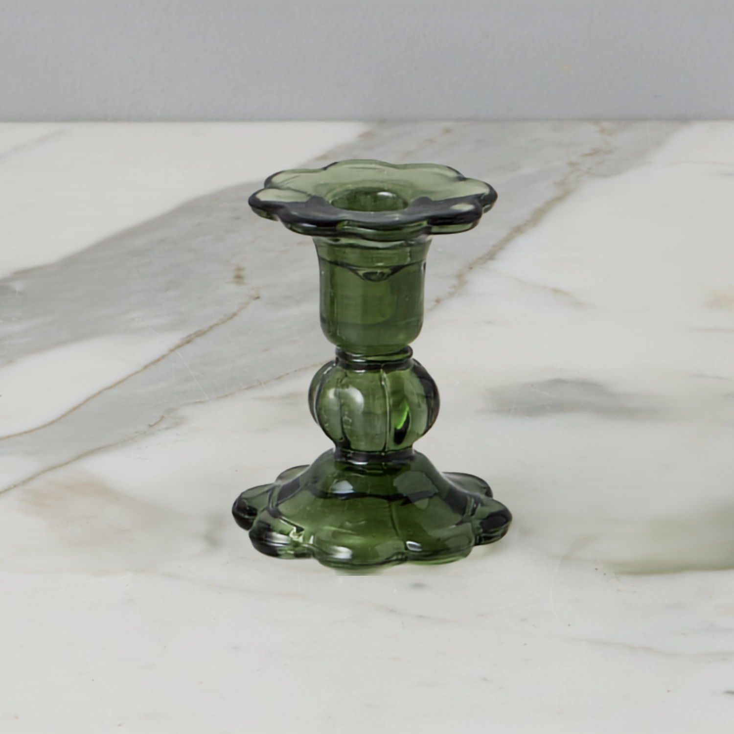 Glass Scalloped Candlesticks