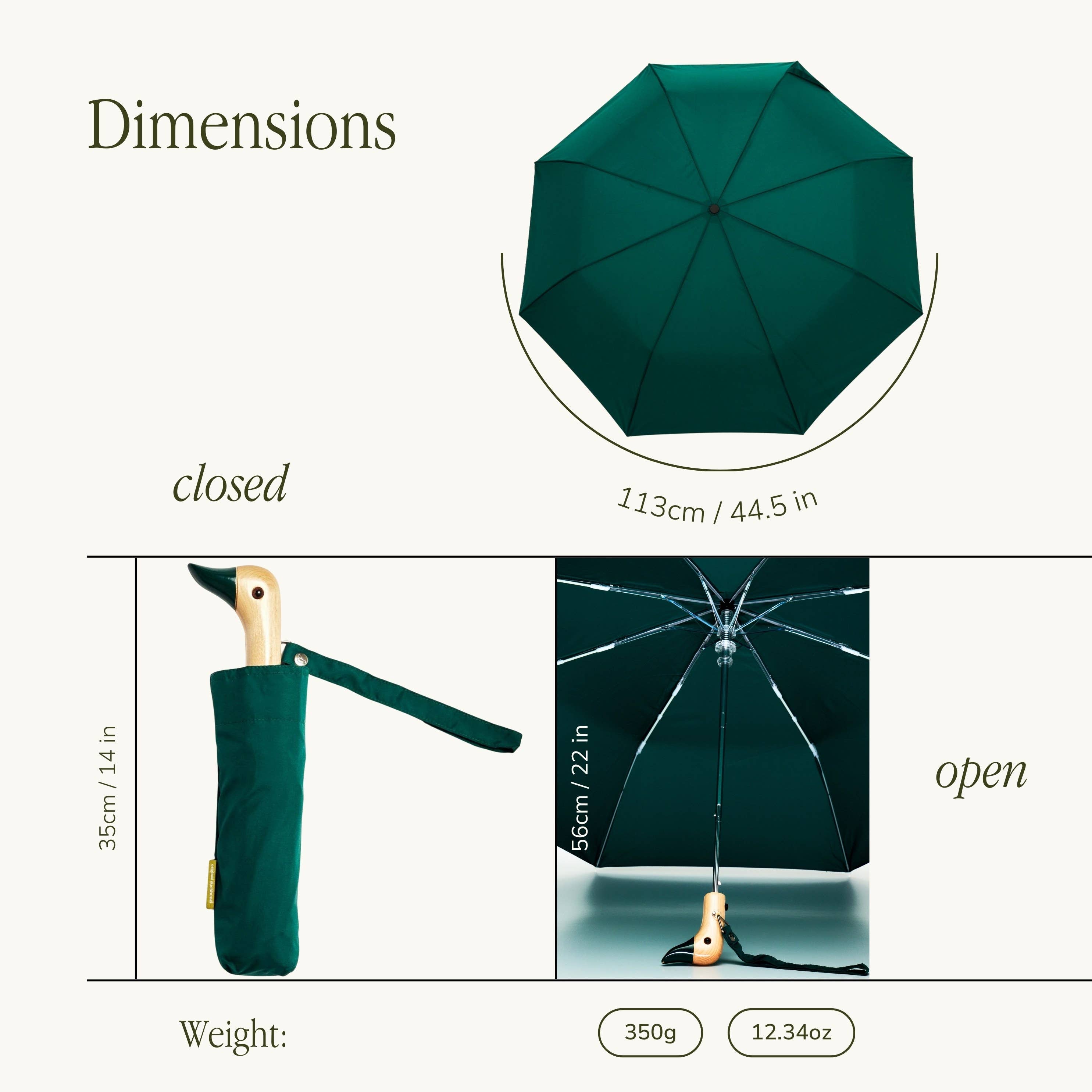 Forest Green Eco-friendly Compact Original Duckhead Umbrella