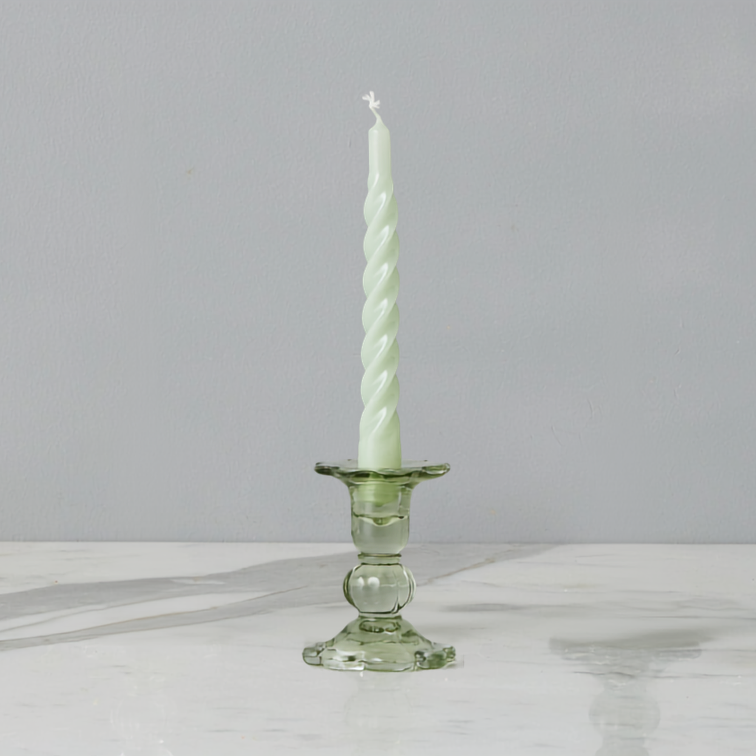 Glass Scalloped Candlesticks