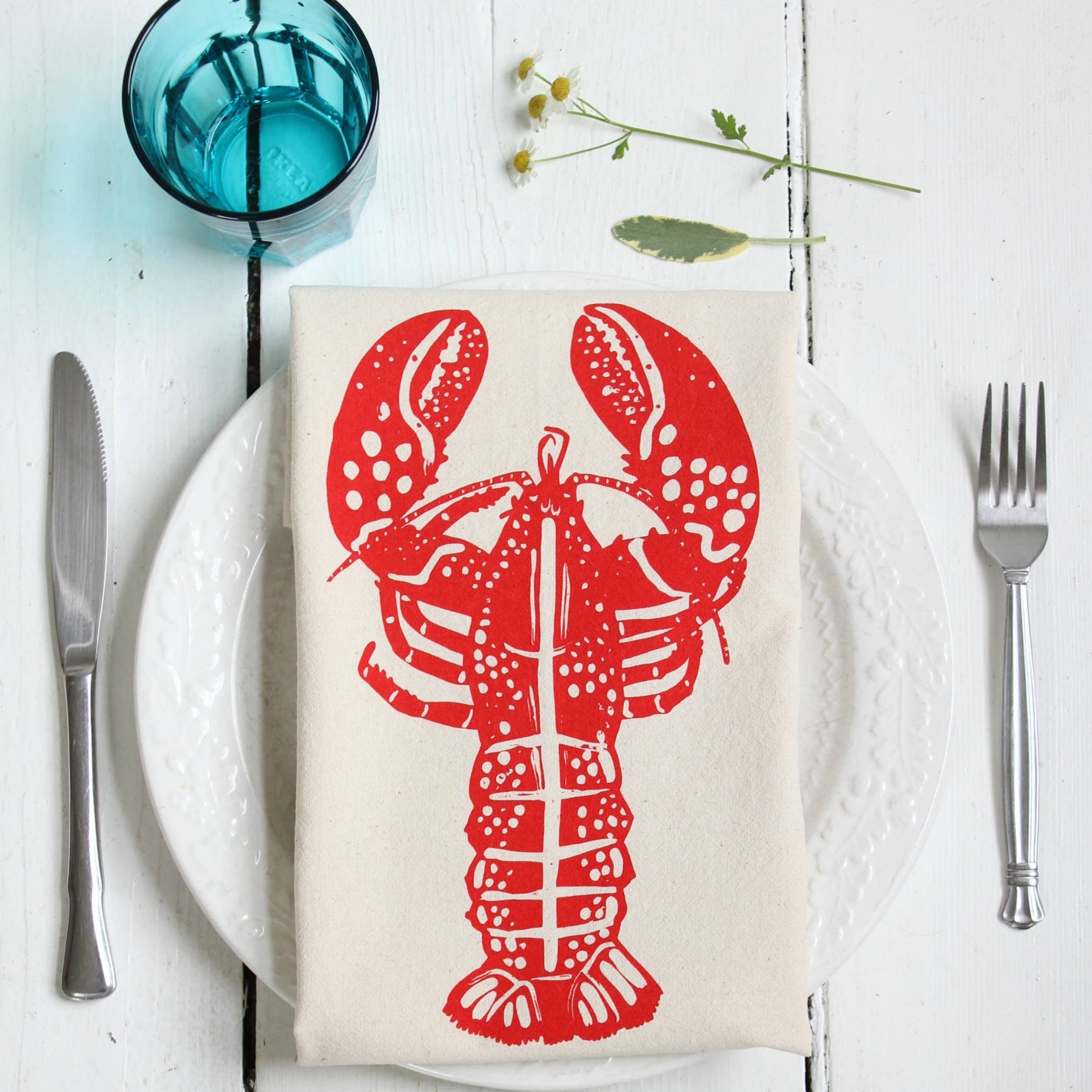 Lobster Tea Towel - Organic Cotton - Red - Eco-Friendly