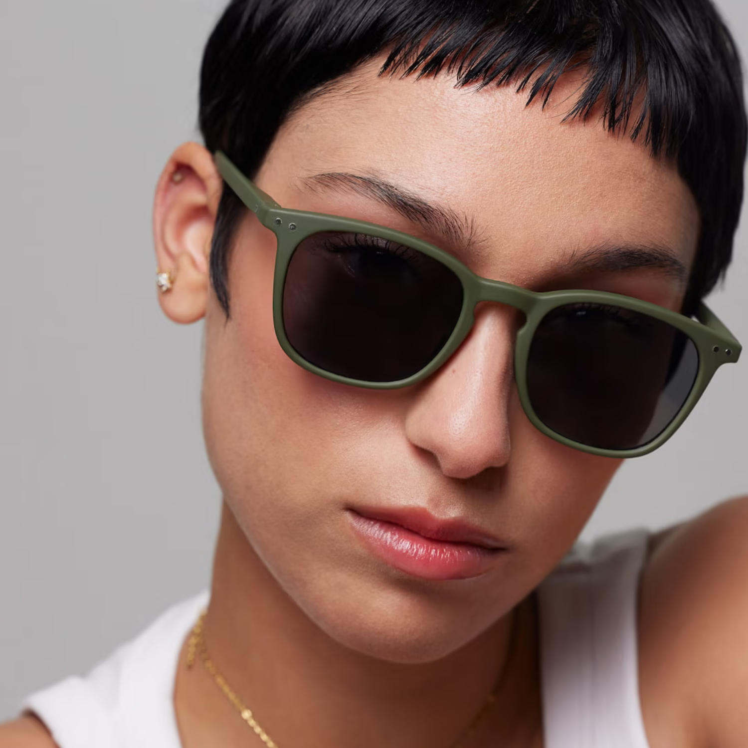 Sun #E Kaki Green Sun Glasses