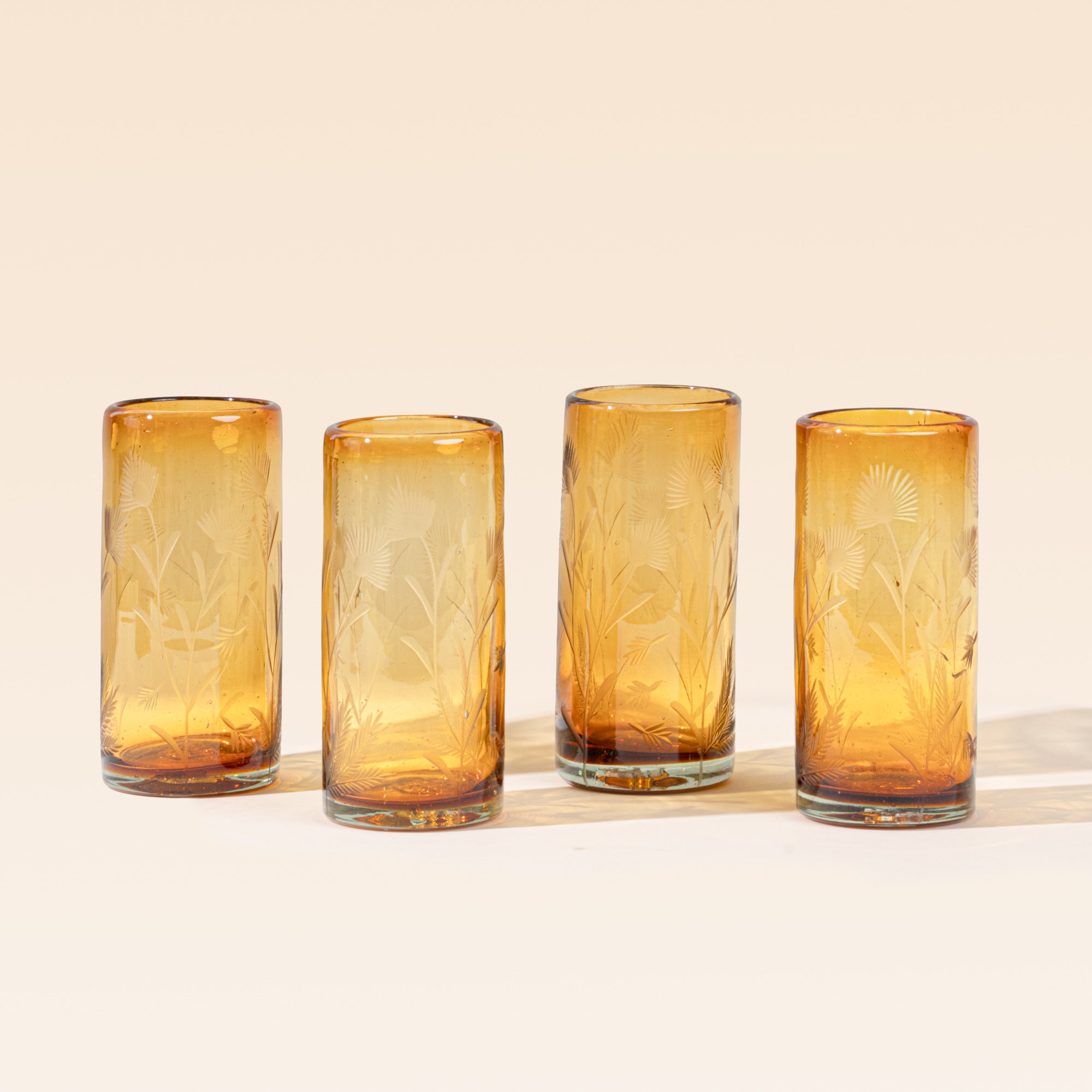 Etched Thistle Highball Glass