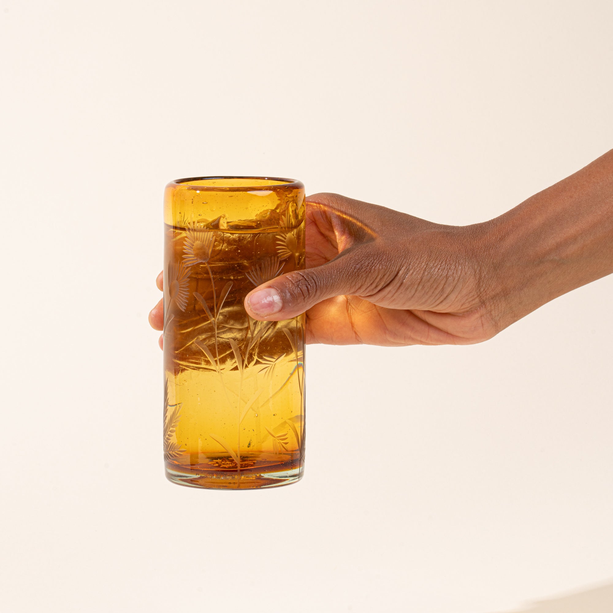 Etched Thistle Highball Glass