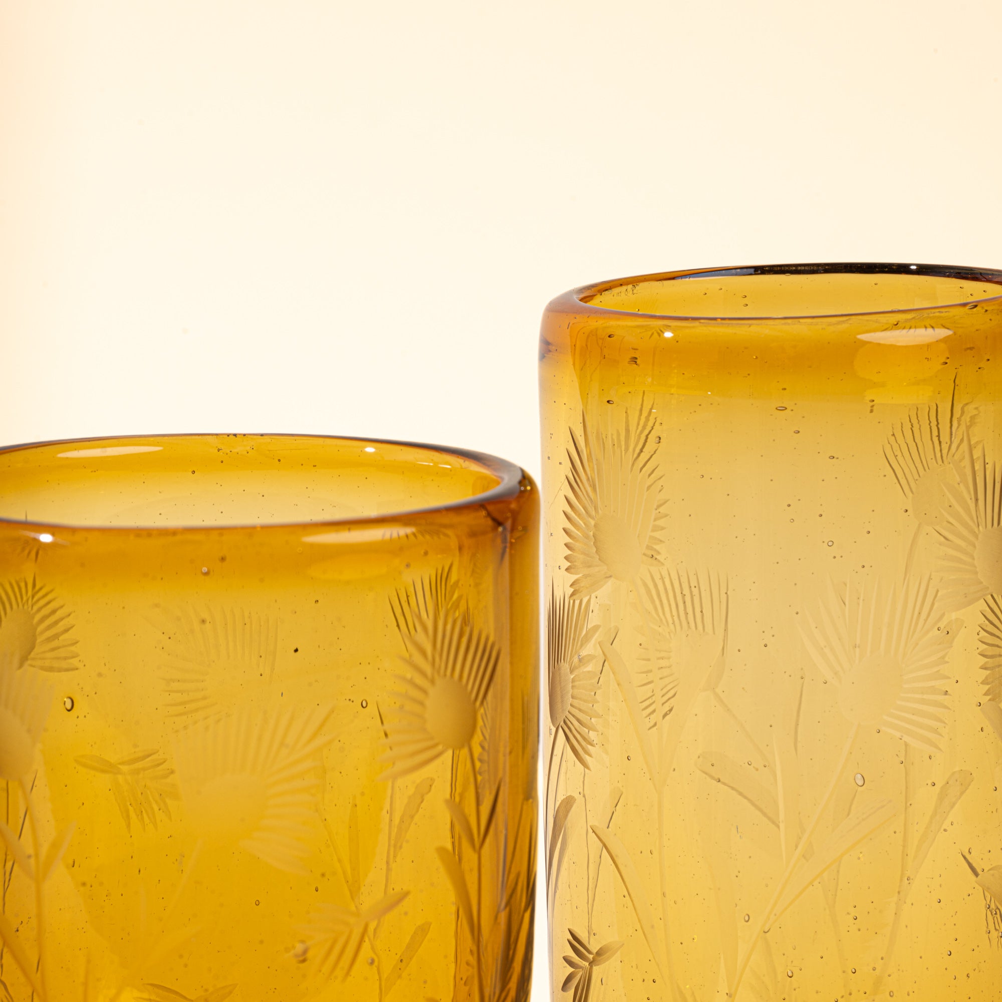 Etched Thistle Recycled Glass Tumbler
