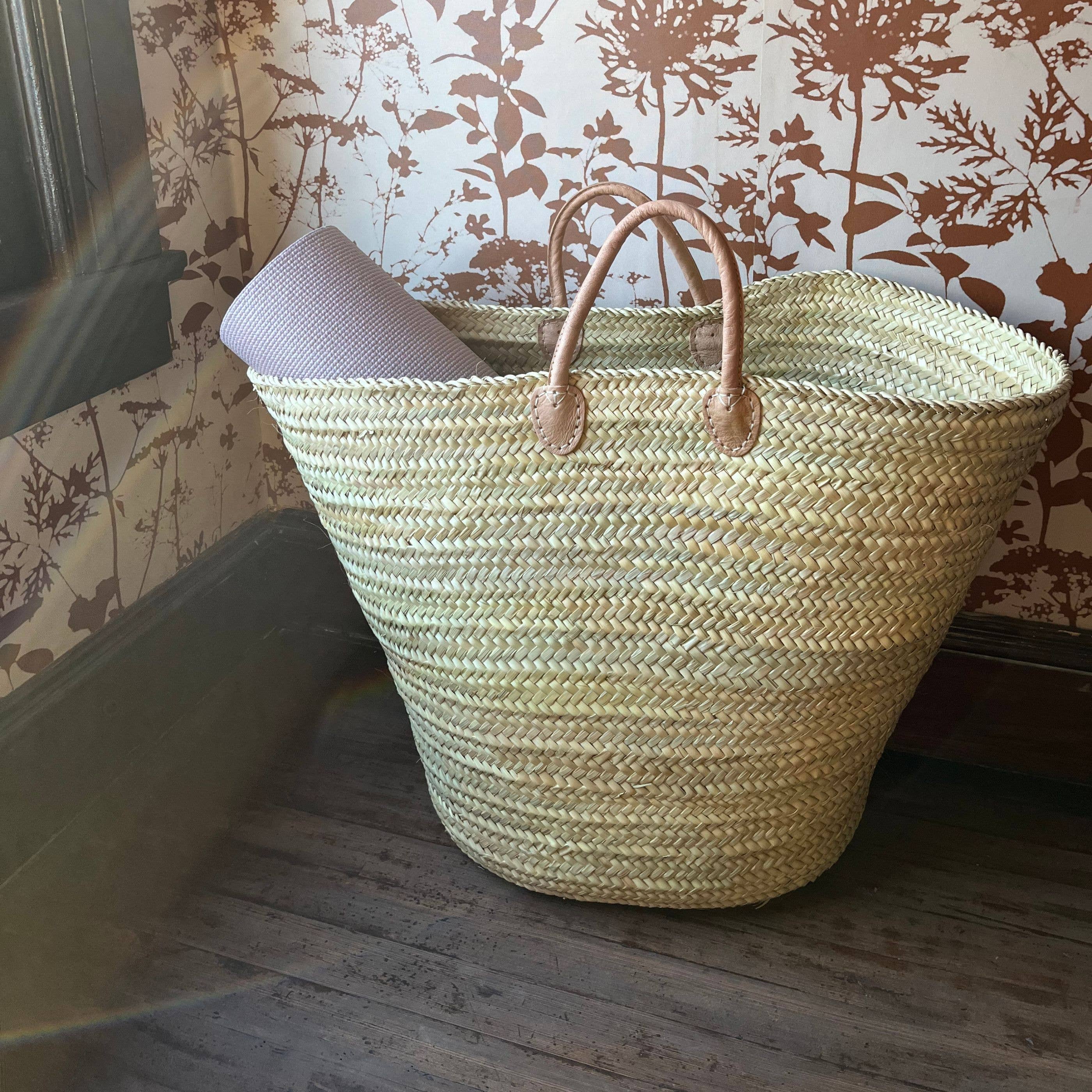 House Basket with Leather Handles