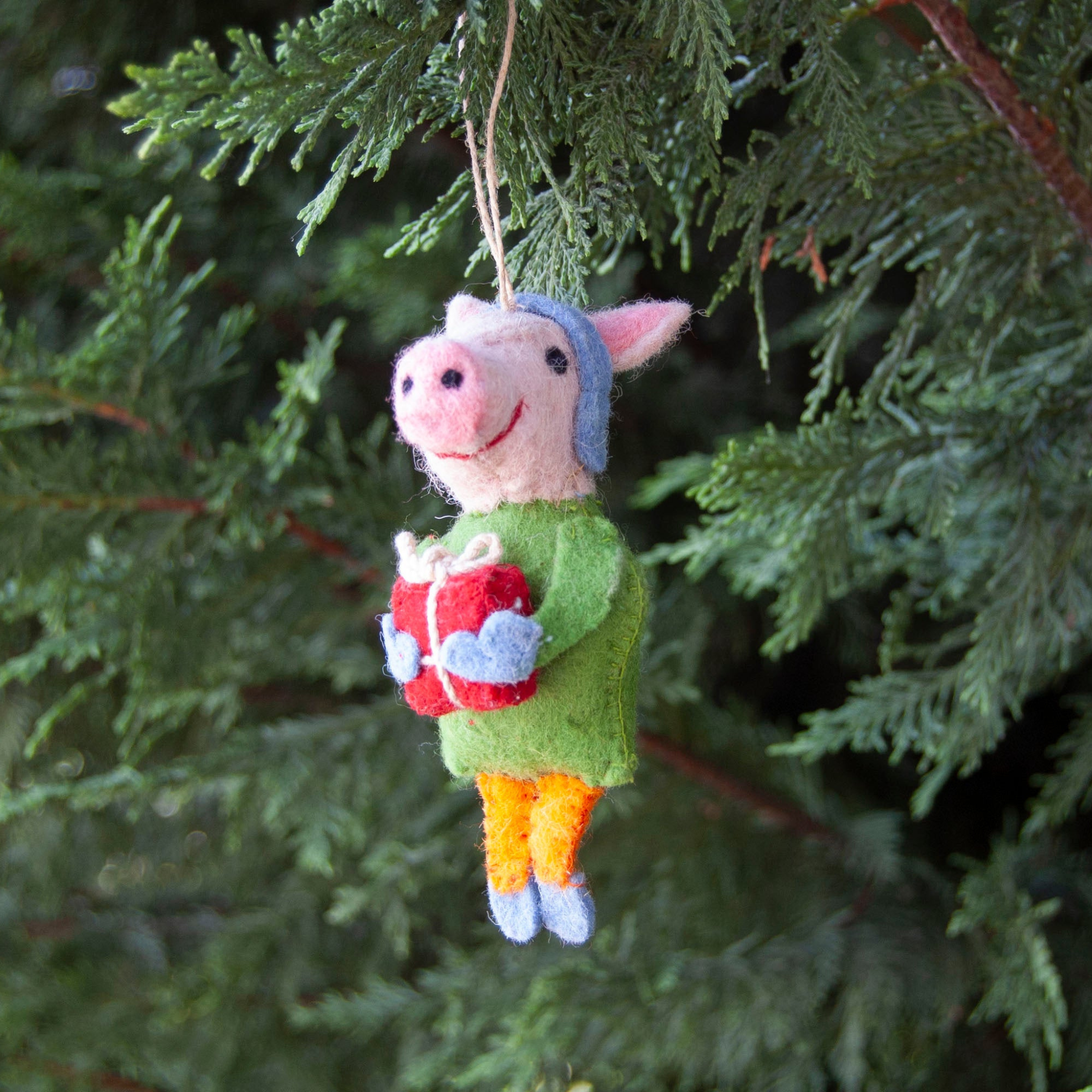 Pia Pig Felted Ornament