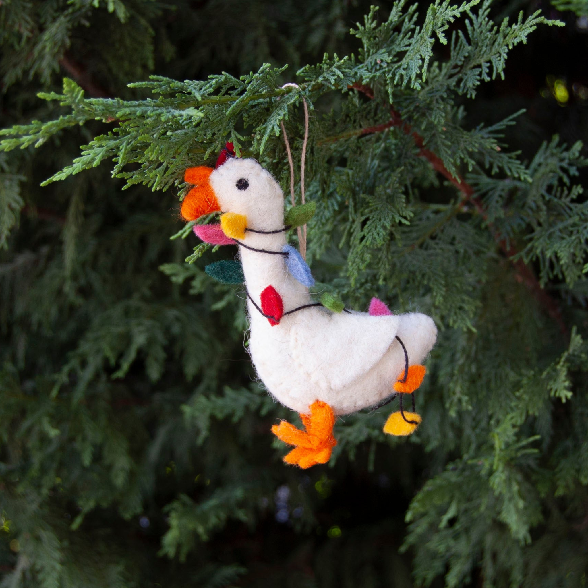 Gracie Goose Felted Ornament