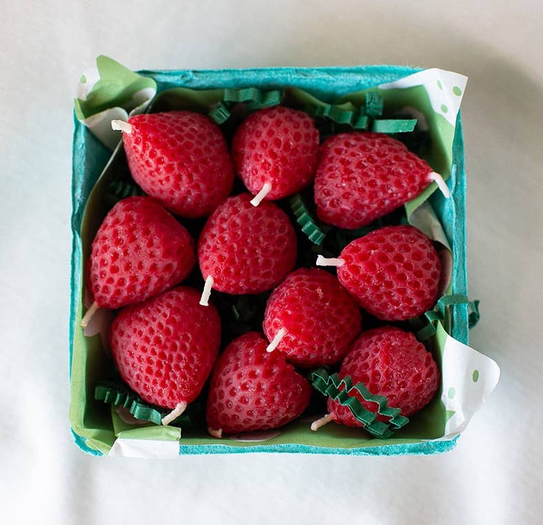 Beeswax Strawberry Birthday Candles - set of 10
