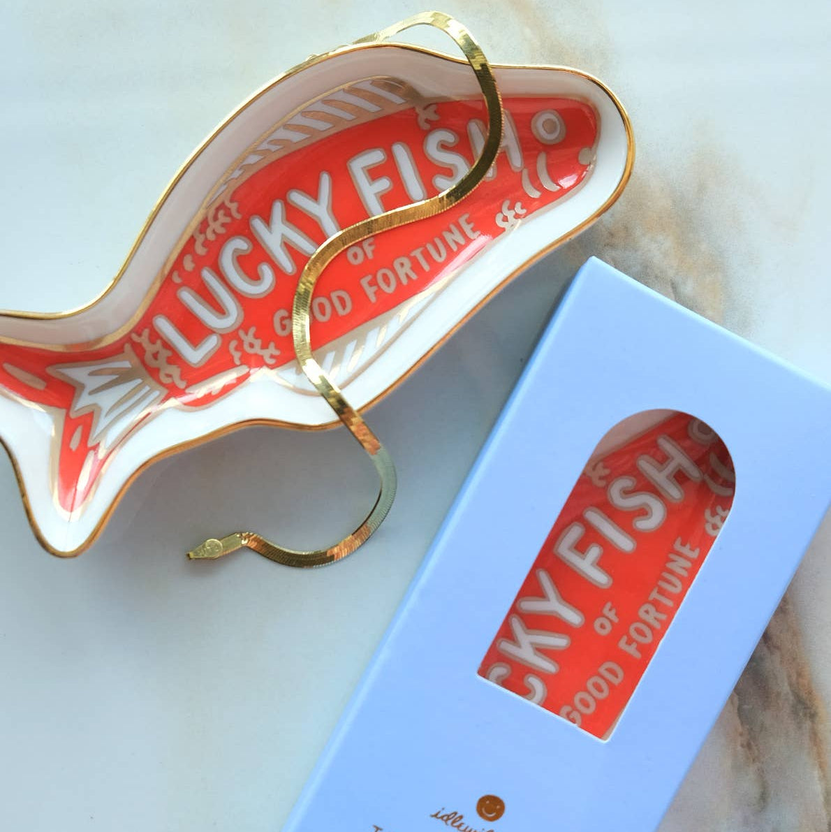 Fortune Fish Porcelain Trinket Dish
