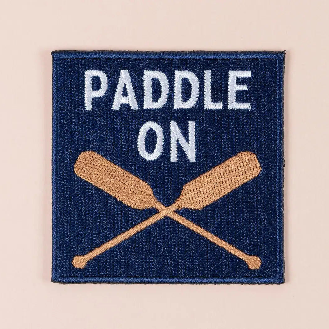 Paddle On Embroidered Iron-On Patch Lake Canoe Outdoor Bag