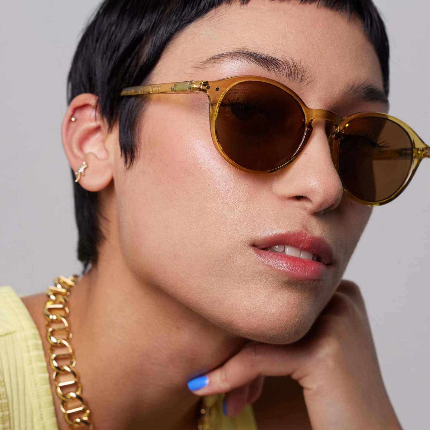 Sun #D Golden Green Sun Glasses