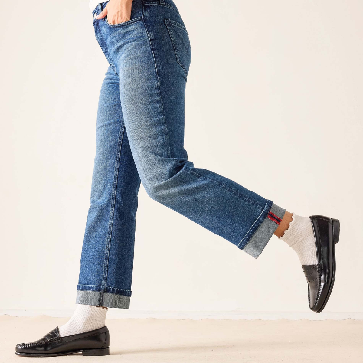 Bessie Cuffed Straight Leg Jean-Womens