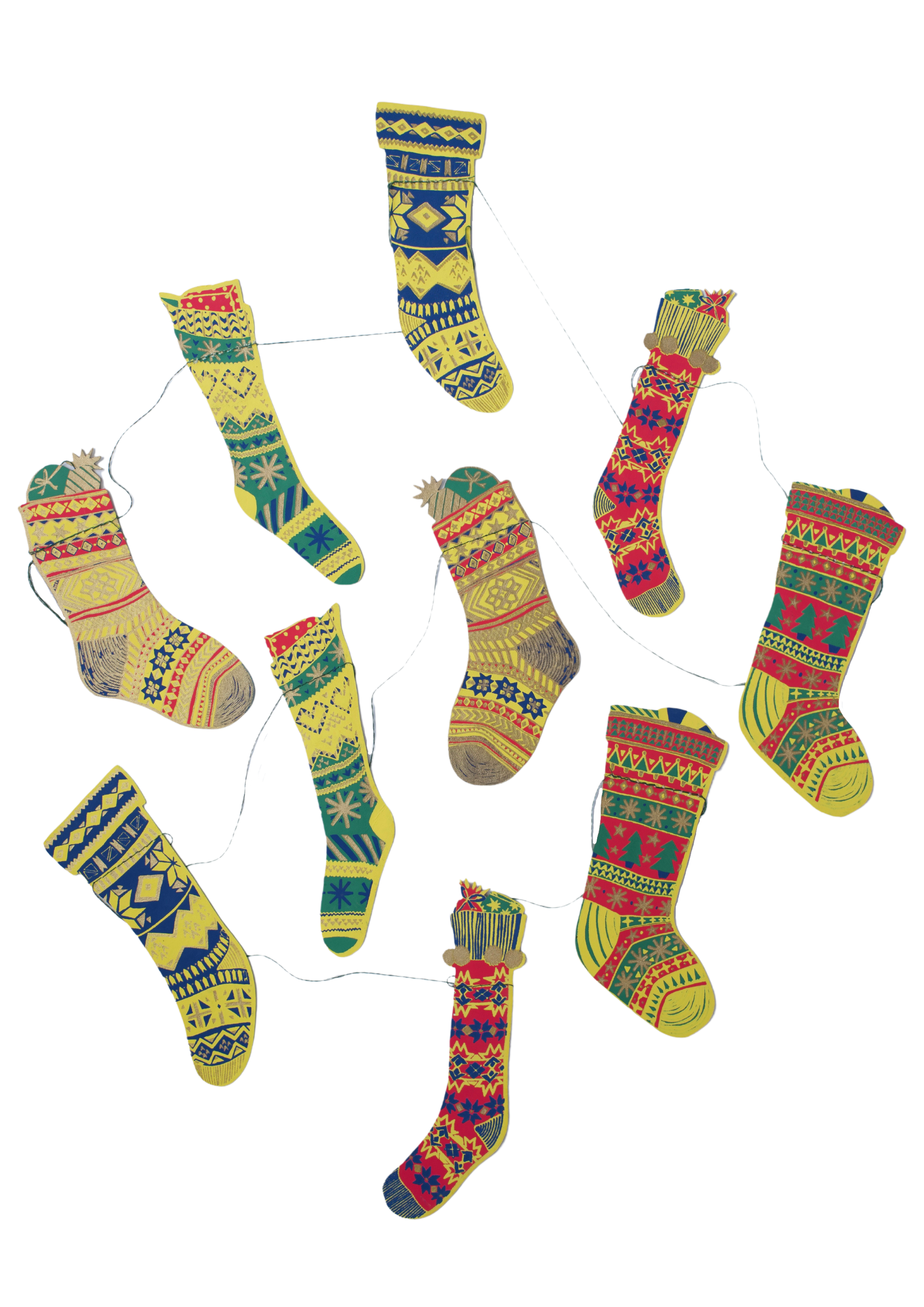 Festive Stockings Sewn Garland