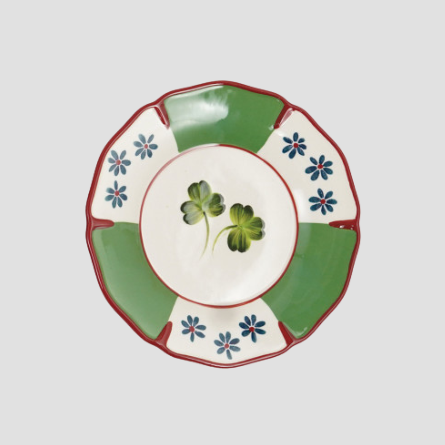 Scalloped Plate with Botanicals - size 7 1/2"