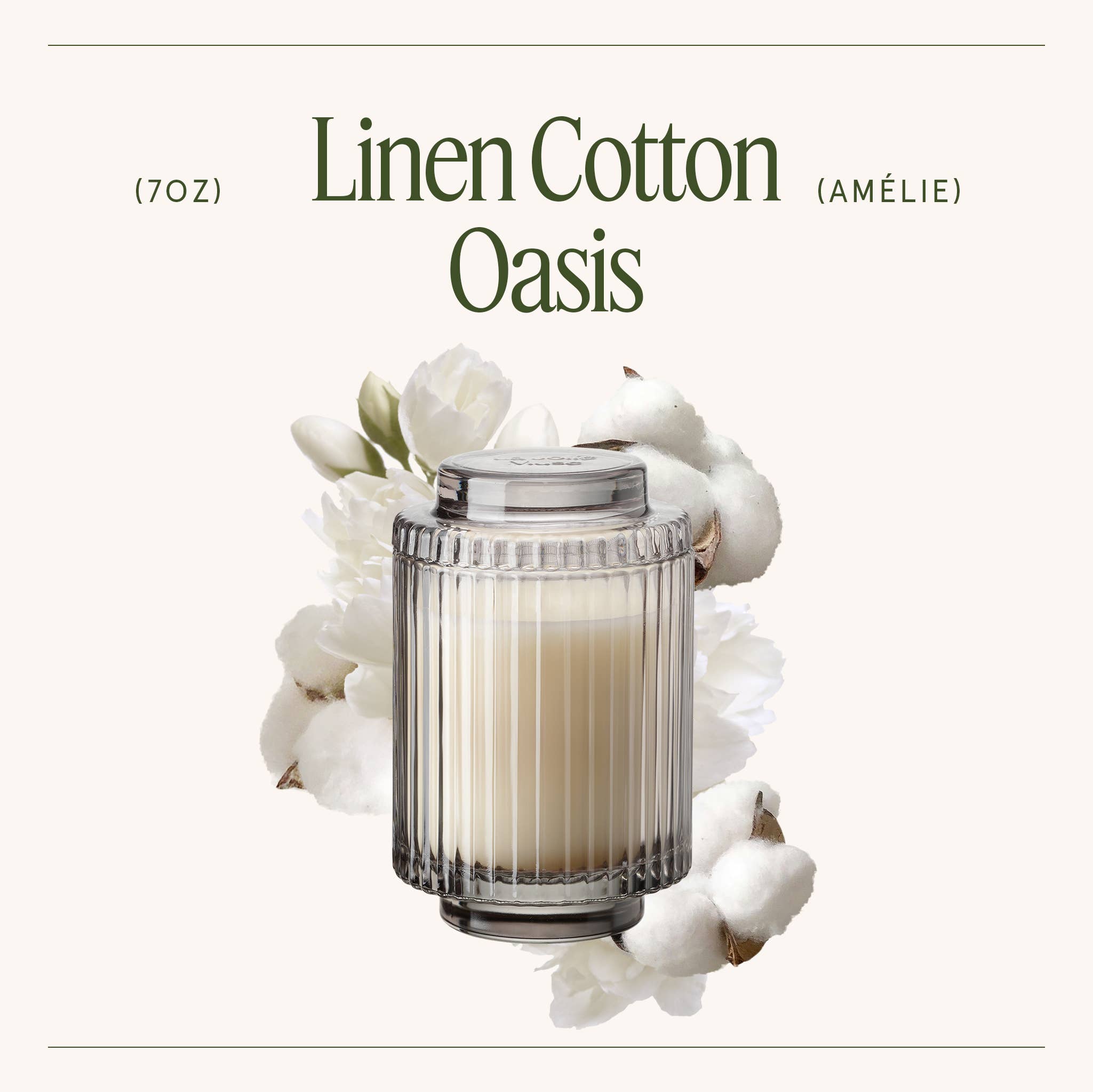 Scented Candle - Linen Cotton Oasis - 7oz | La Jolie Muse