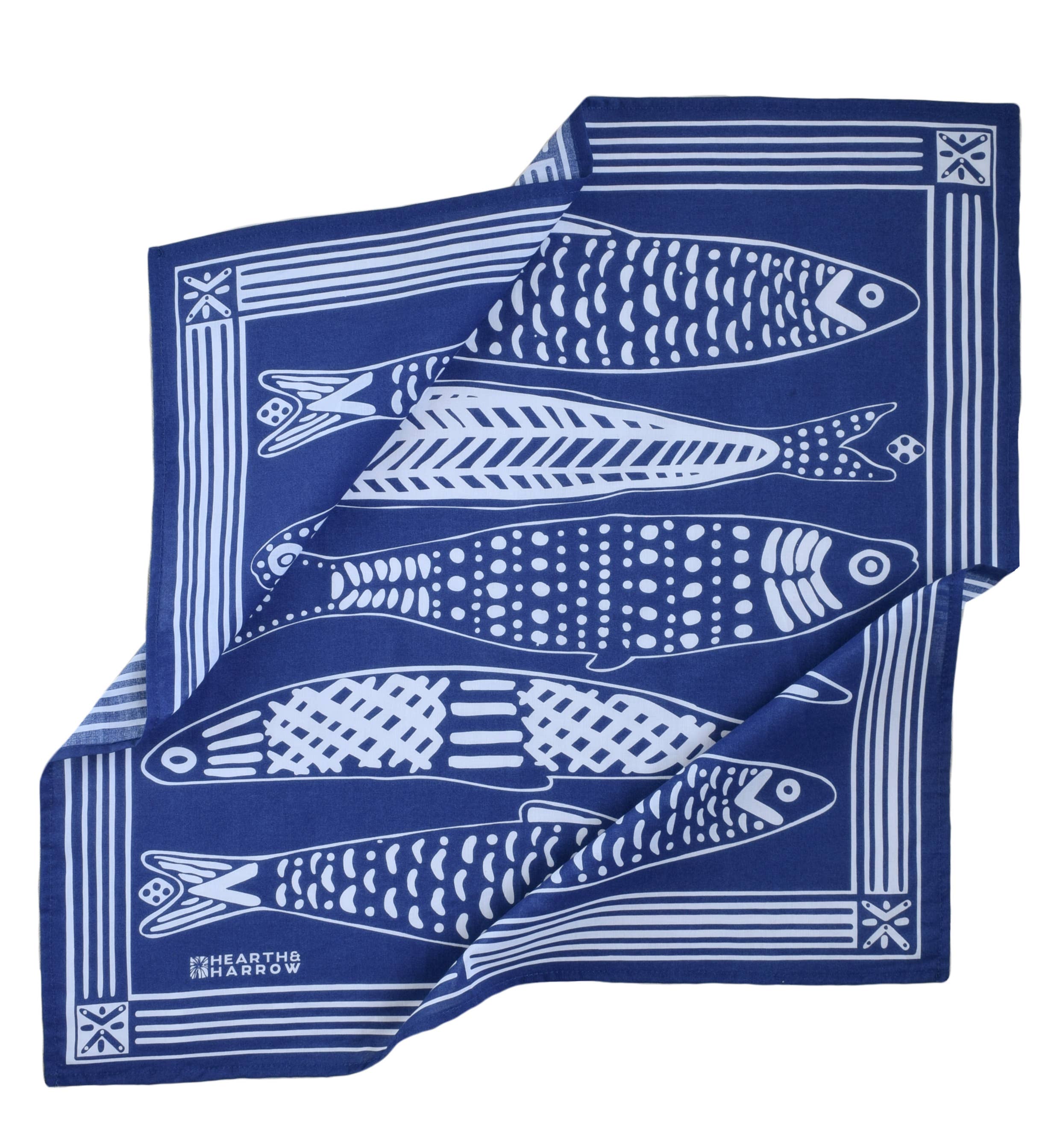 Sardine Bandana - 100% Cotton - Nautical Print - Hanky Ascot