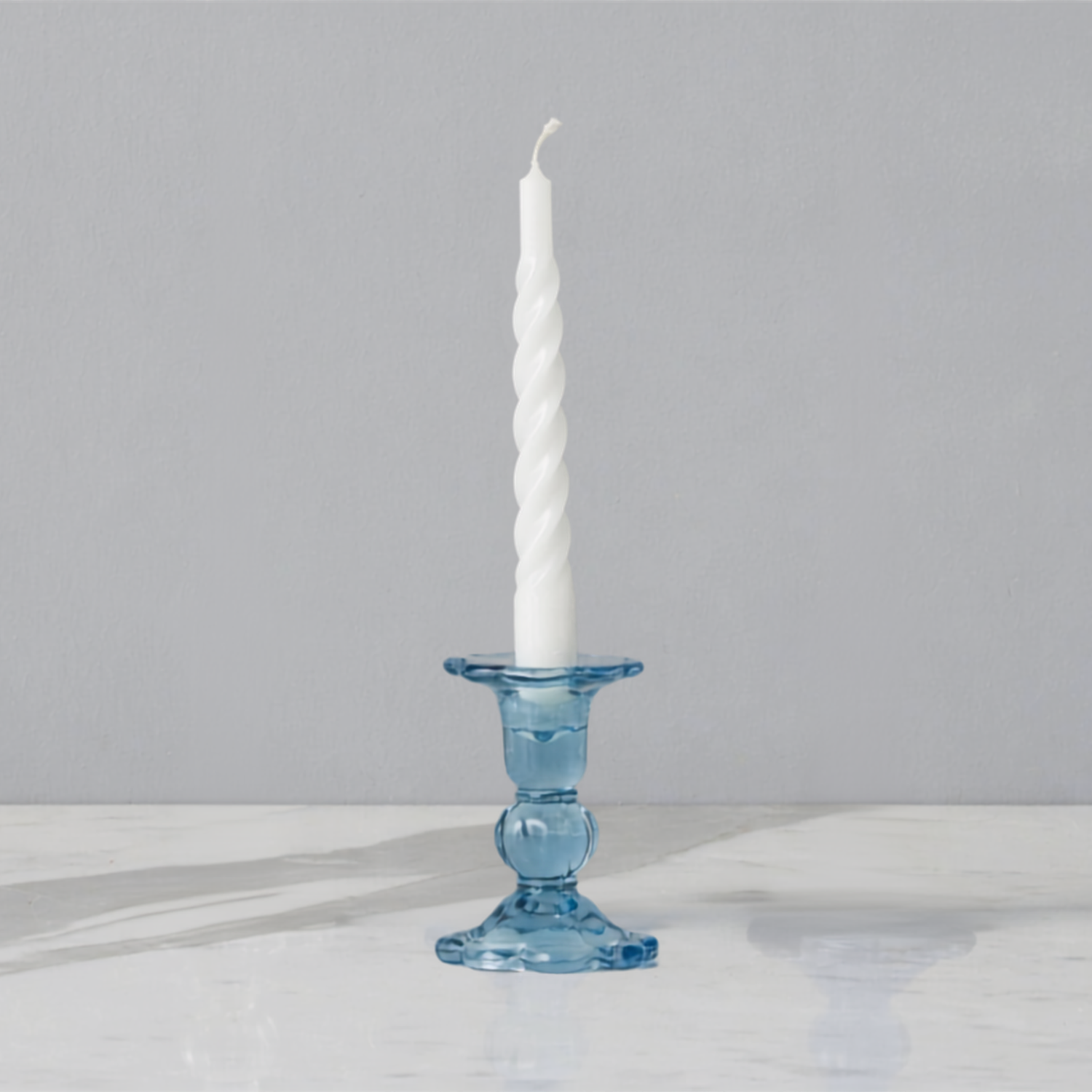 Glass Scalloped Candlesticks