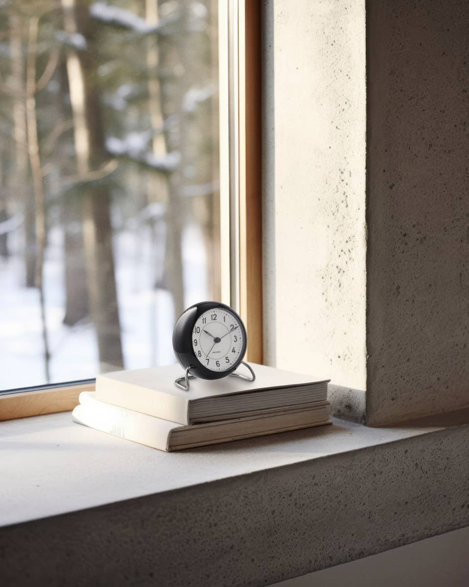Arne Jacobsen - Station - 4.3" Dia. Table Clock w/ Alarm