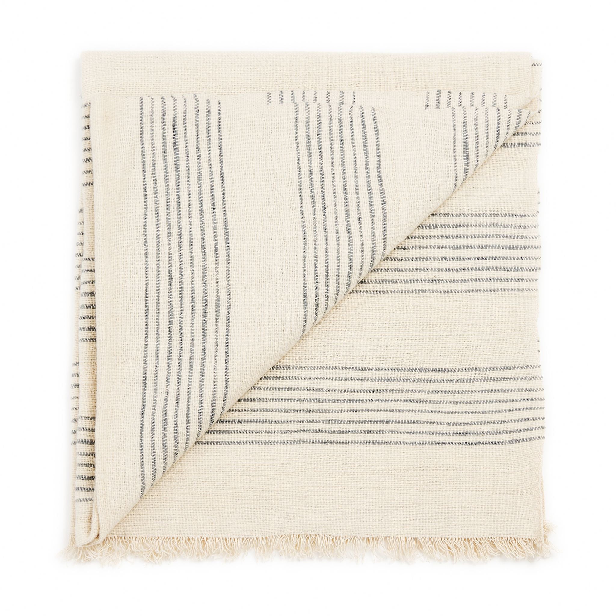 Alloy Dark Blue Stripes Pattern Soft Merino Linen Handloom Throw