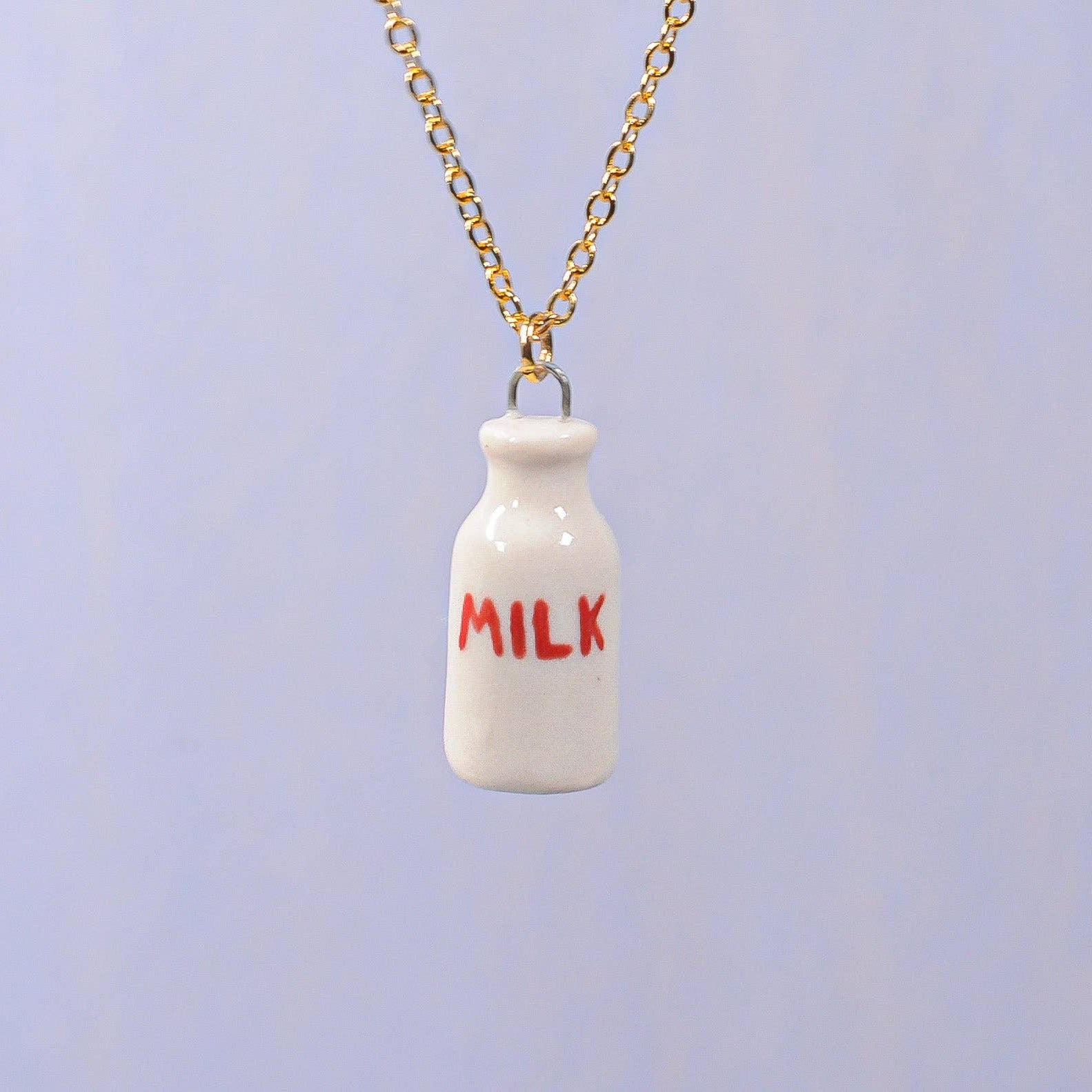 Milk Bottle Ceramic Charm Pendant Necklace
