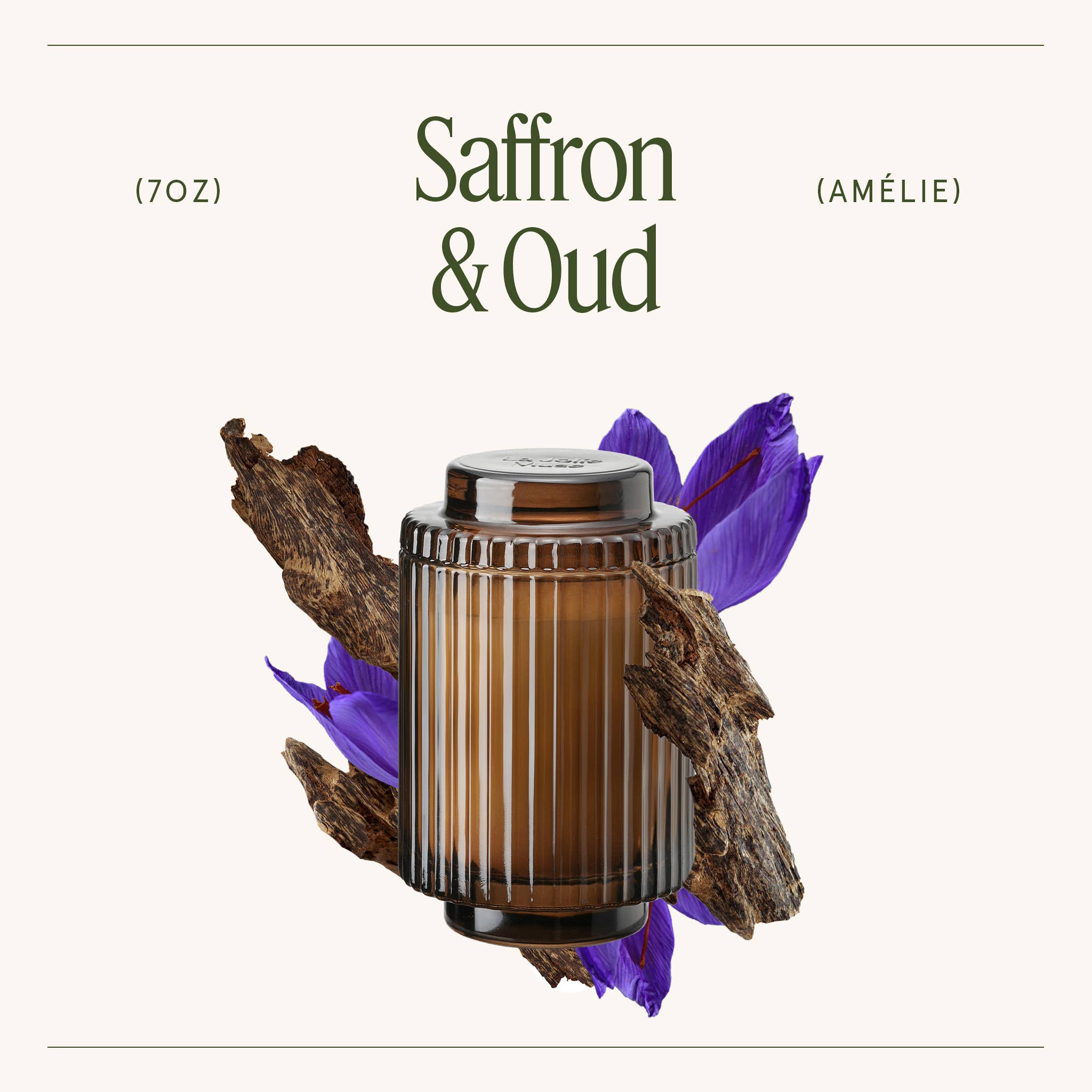 Scented Candle - Saffron & Oud - 7oz | La Jolie Muse