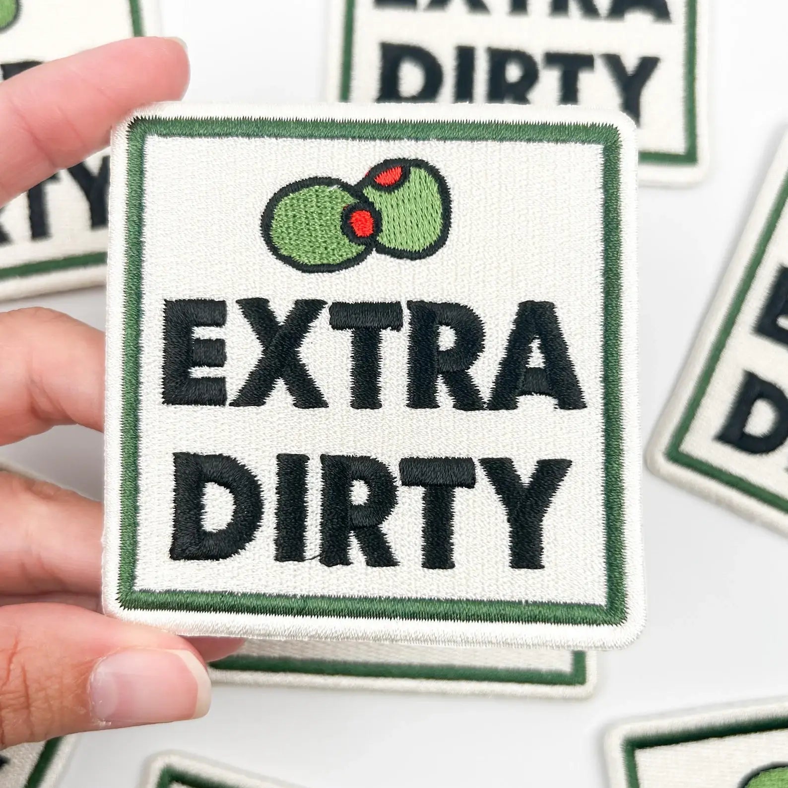 Extra Dirty Patch Funny Embroidered Iron On Martini Cocktail