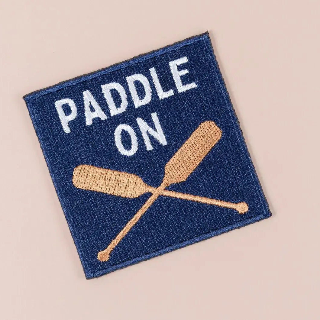 Paddle On Embroidered Iron-On Patch Lake Canoe Outdoor Bag