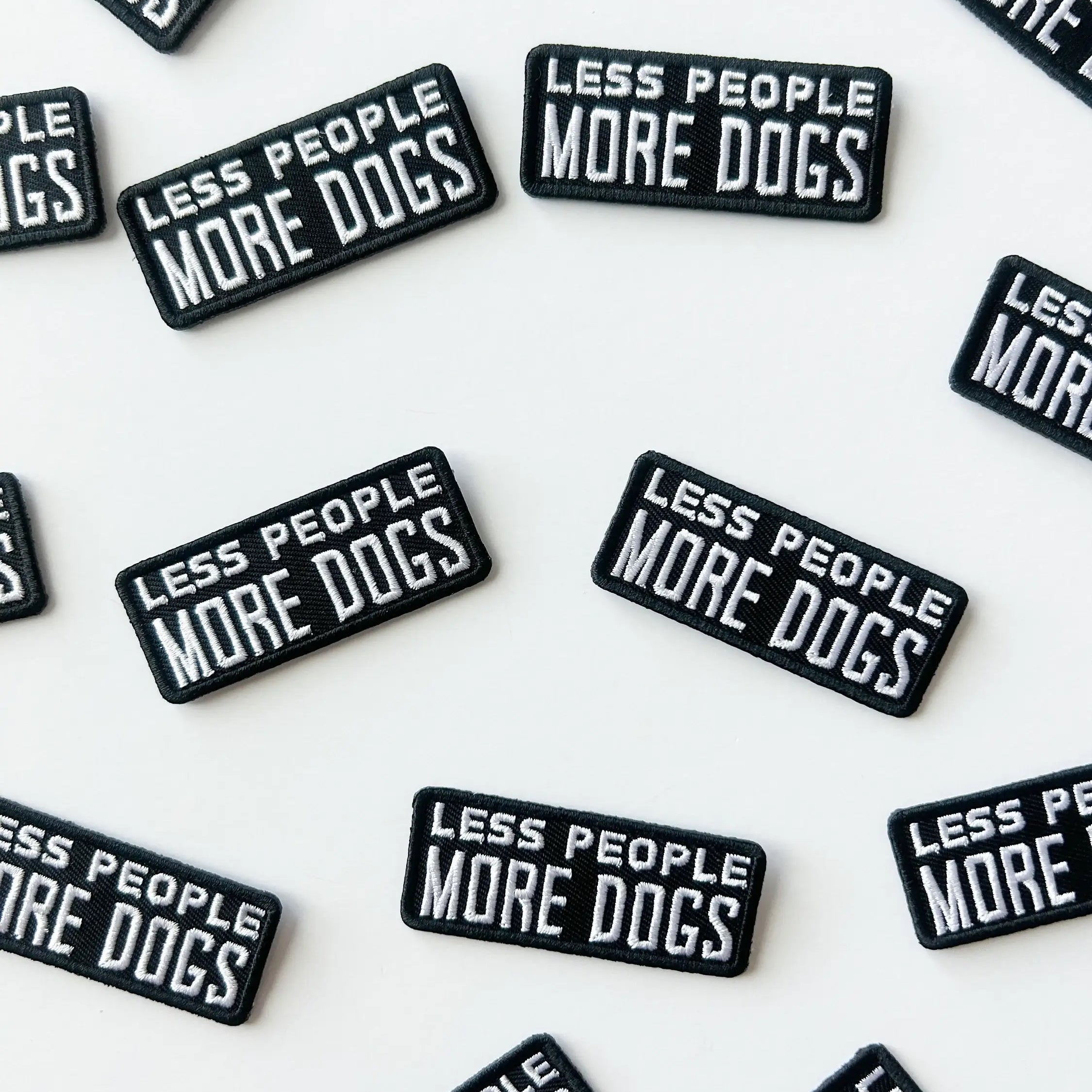 Less People More Dogs Embroidered Iron On Patch Pet Lover