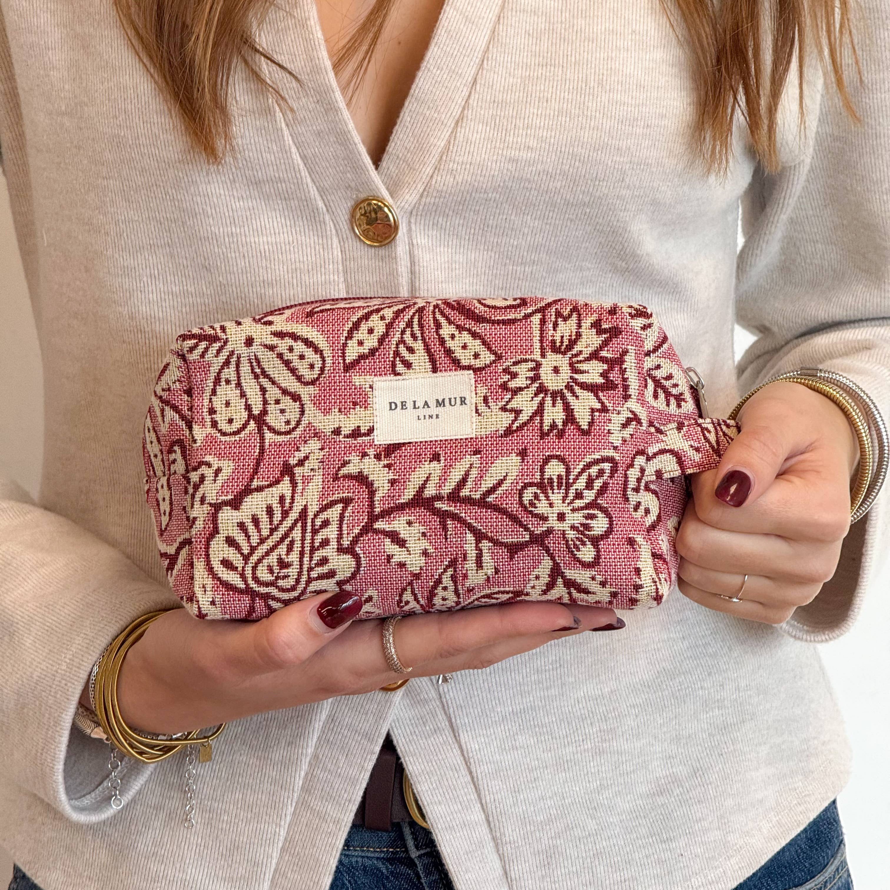 Squared Jacquard Makeup Bag