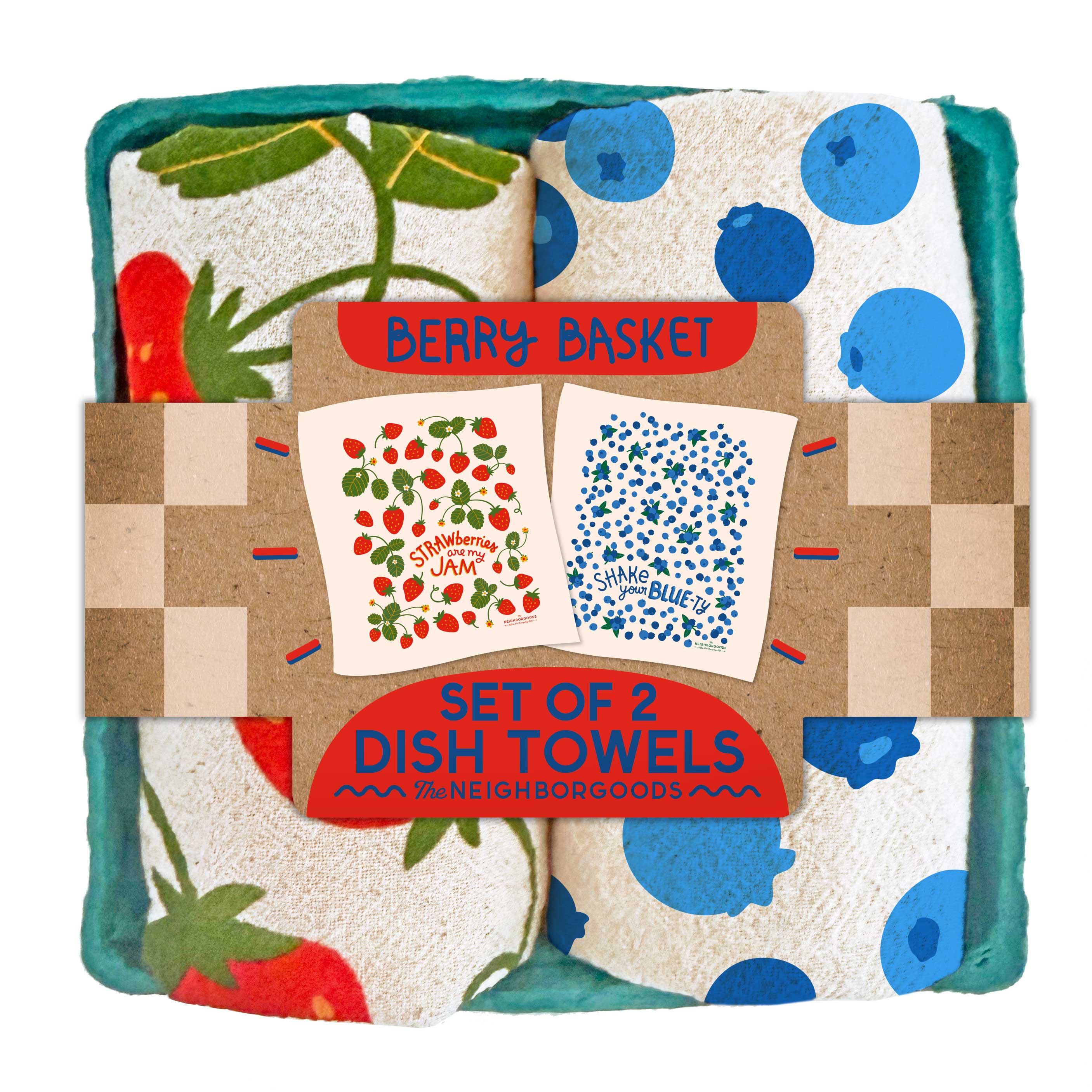 Berry Basket (Blueberry, Strawberry) - Tea Towel Set of 2