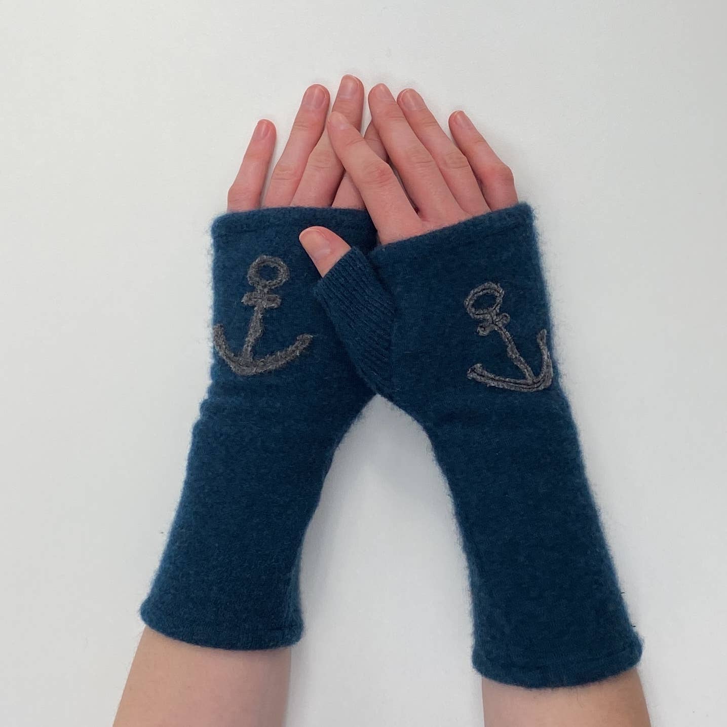 Fingerless Cashmere Gloves-Anchor