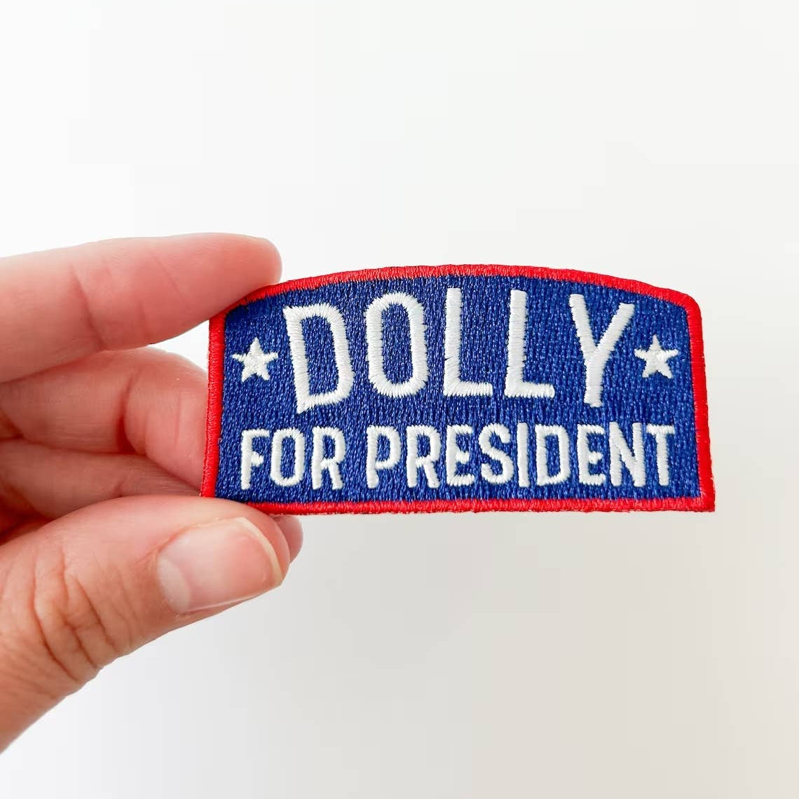 Dolly for President Navy Iron-On Patch Western Cowgirl