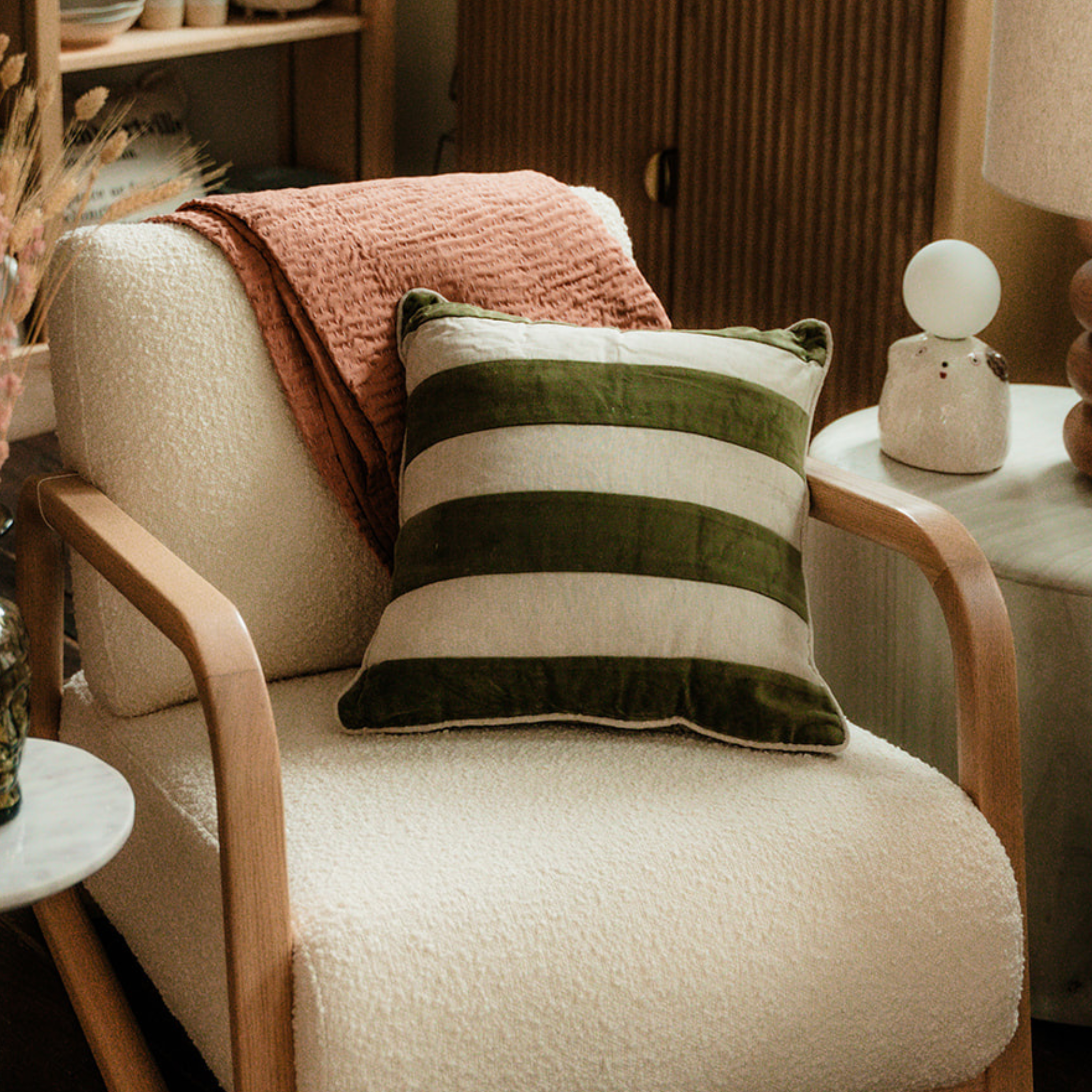 Velvet Linen Stripe Pillow