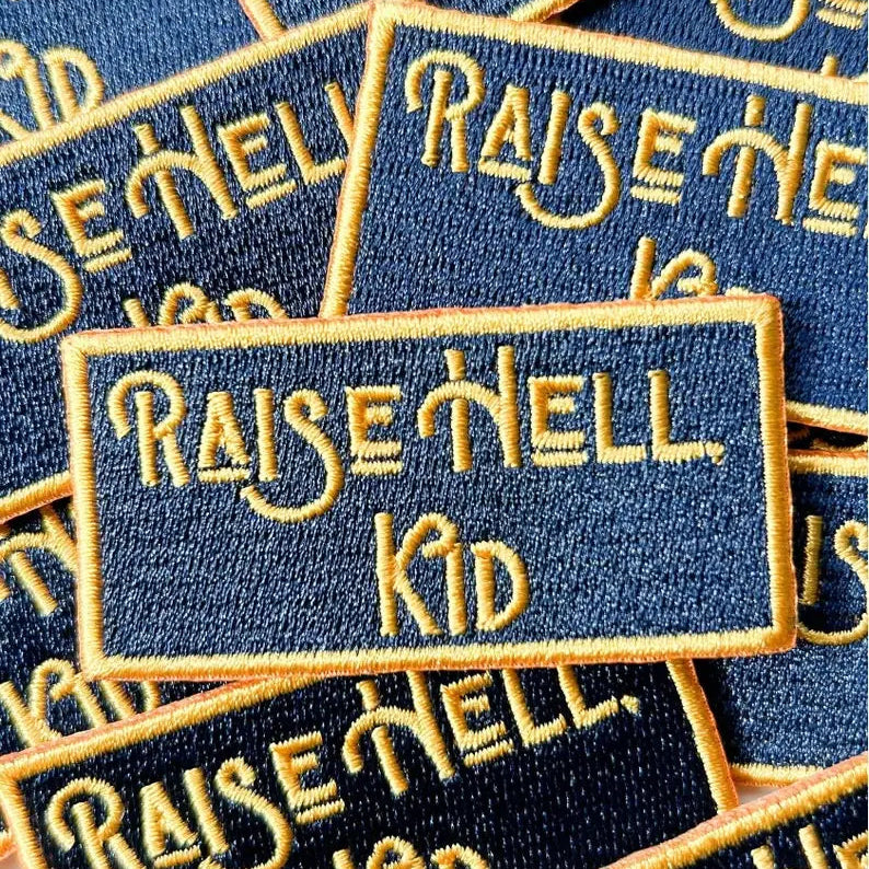 Raise Hell Kid Patch Embroidered Iron-On for Clothing & Hats