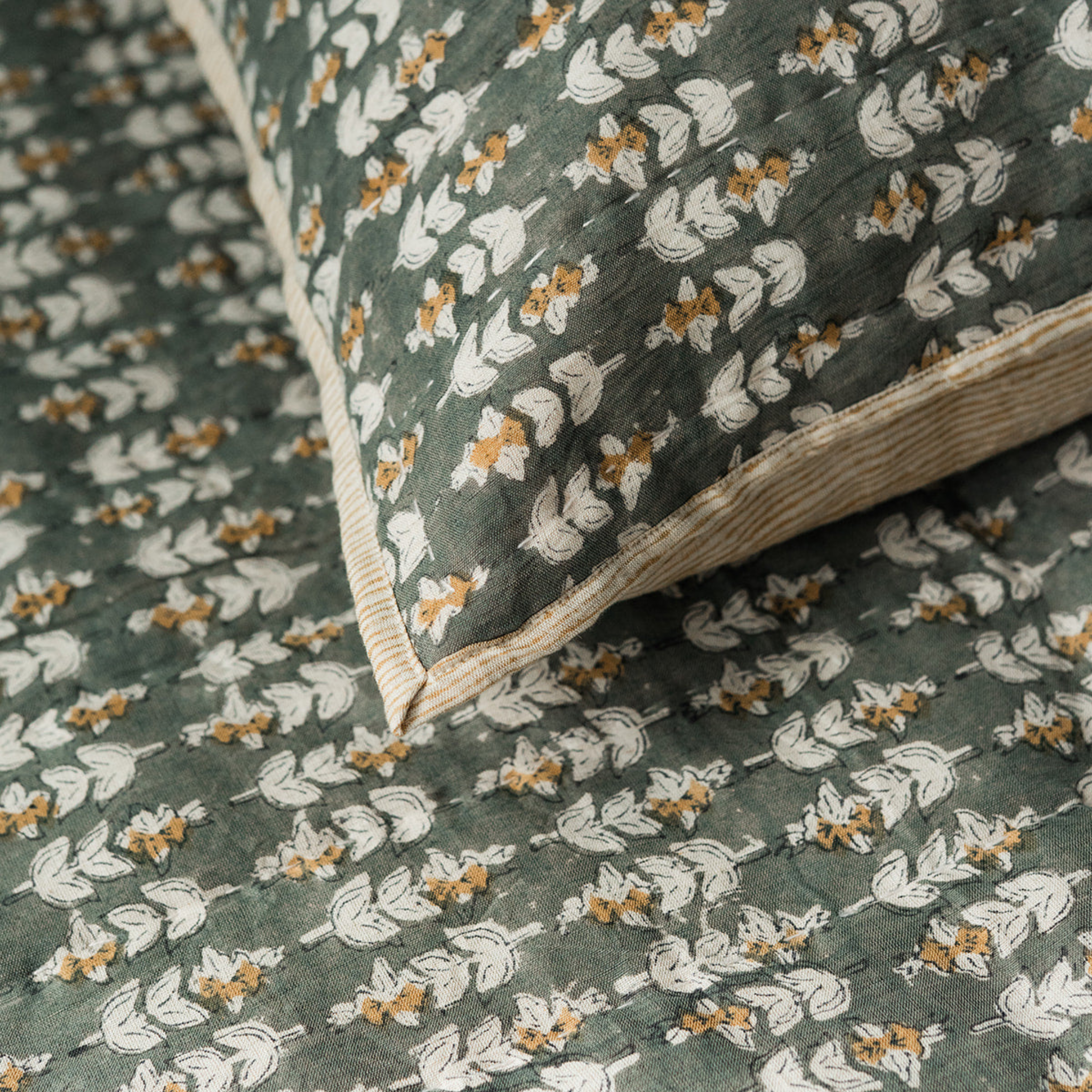 Blossom Block Print Euro Shams - Set of 2