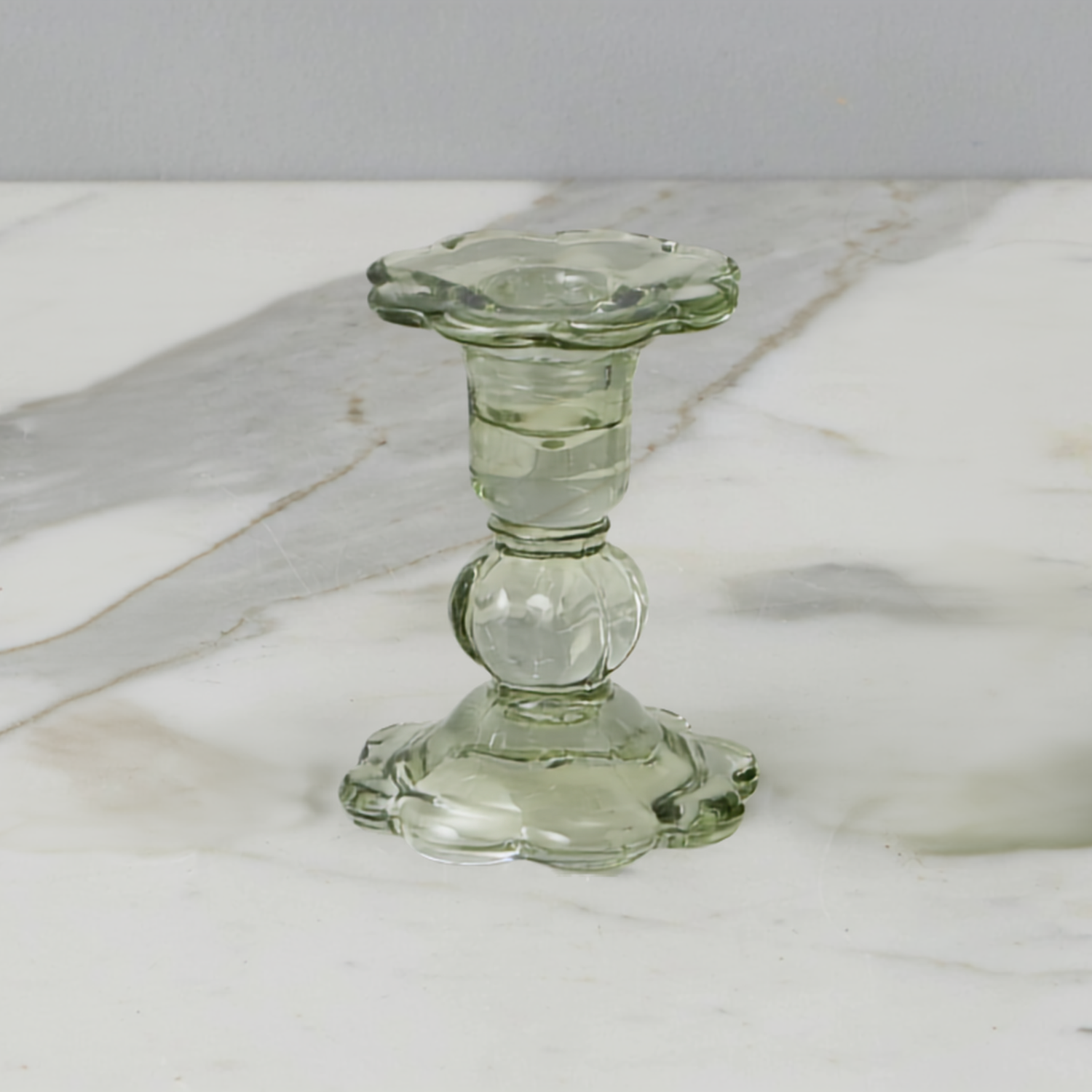 Glass Scalloped Candlesticks