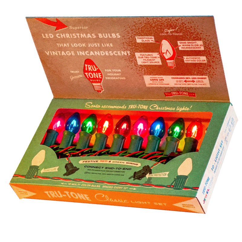 Vintage Style LED Christmas Lights - C7 10-Light Set