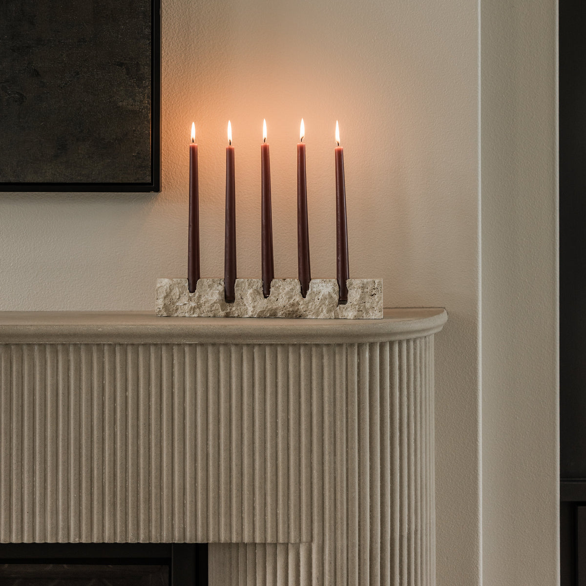 Northfield Travertine Candle Holder