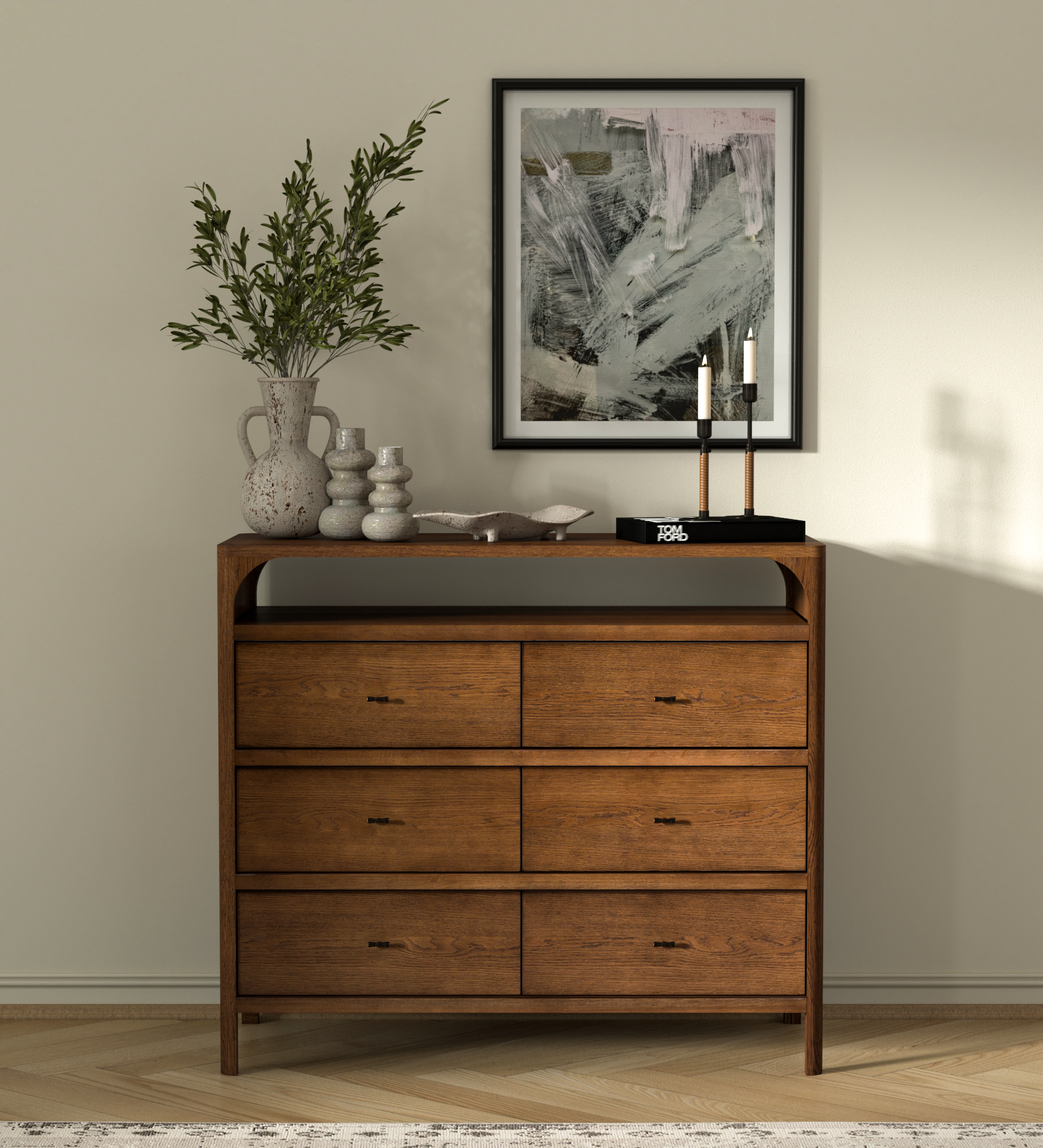 Cali 6-Drawer Oak Dresser