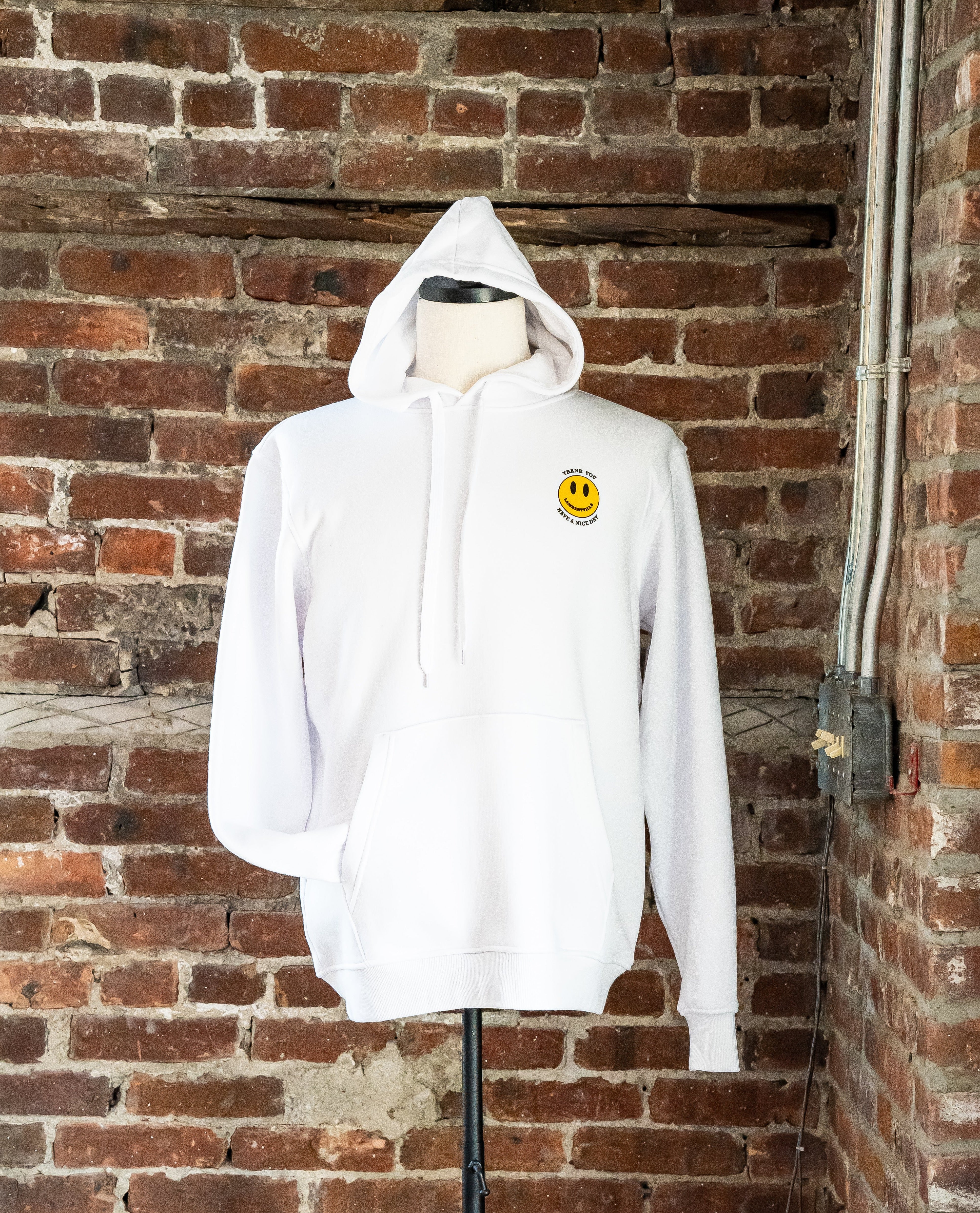 Lambertville White Smiley Hoodie