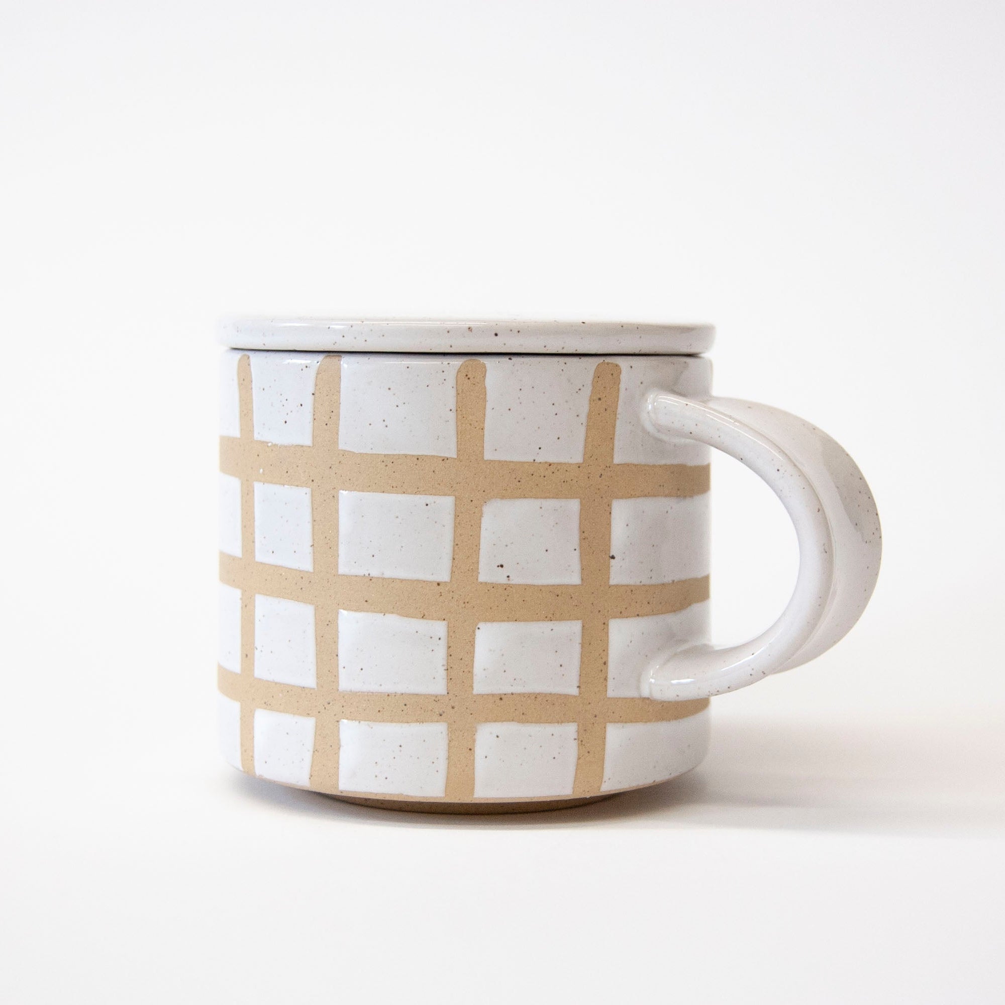Speckle Grid Mug with Lid - Set of 2