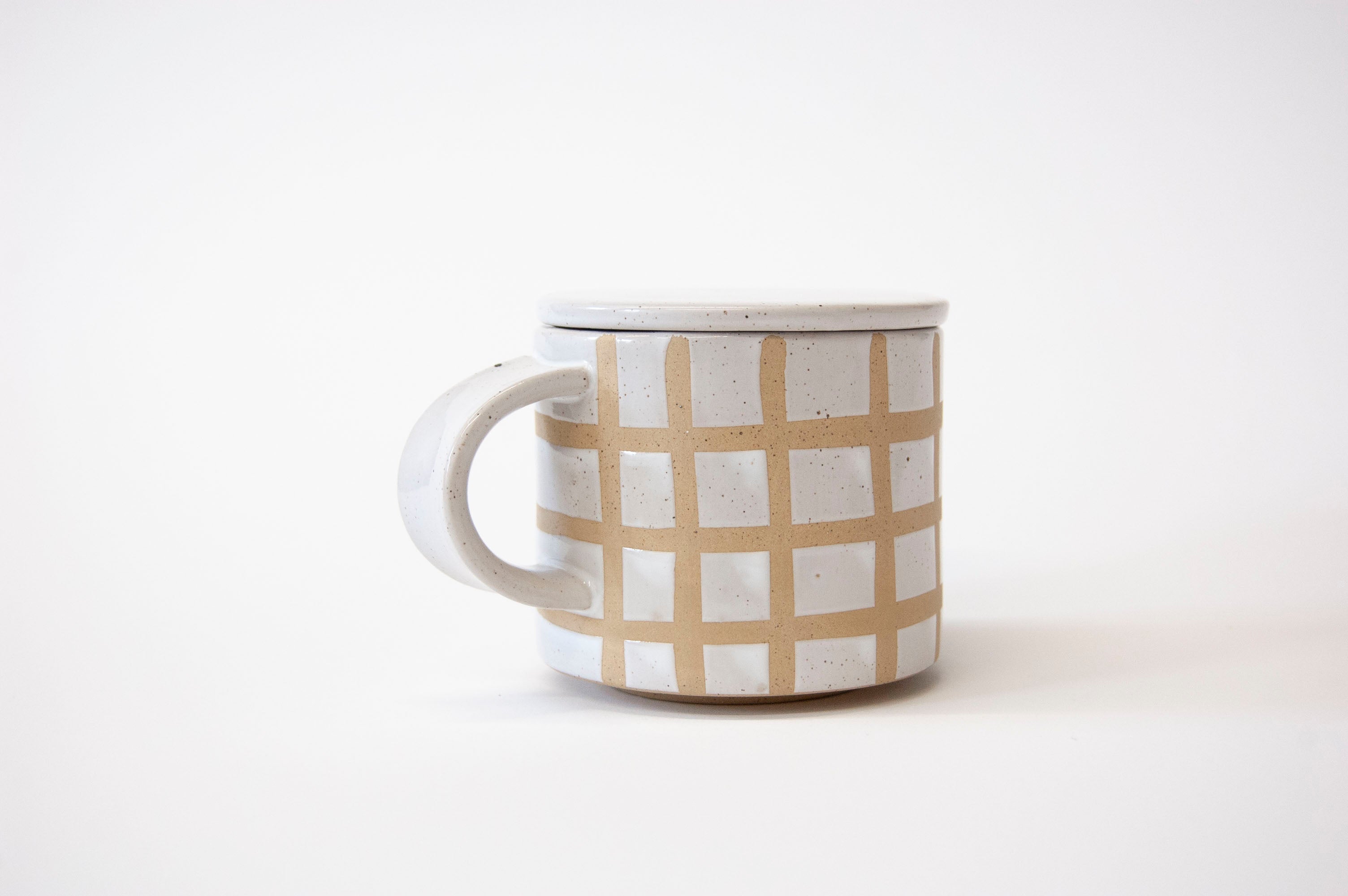 Speckle Grid Mug with Lid - Set of 2