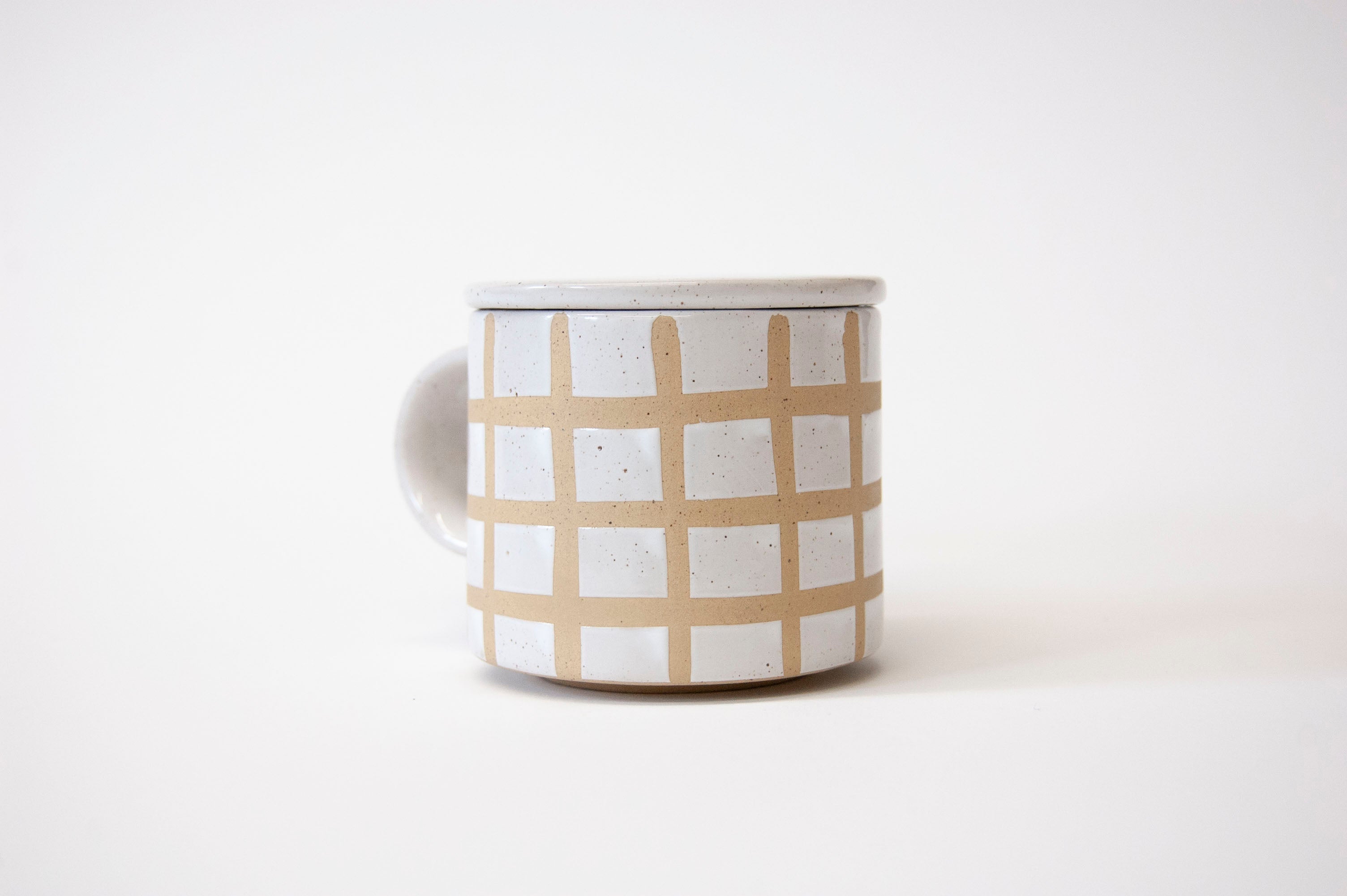 Speckle Grid Mug with Lid - Set of 2