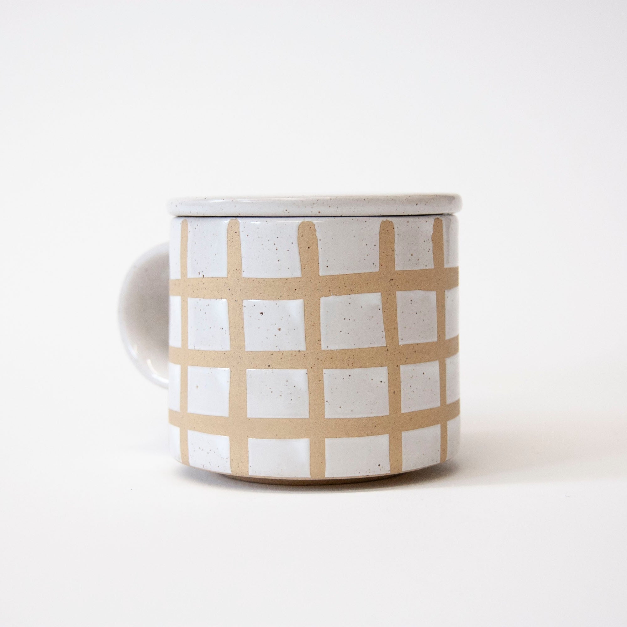 Speckle Grid Mug with Lid - Set of 2