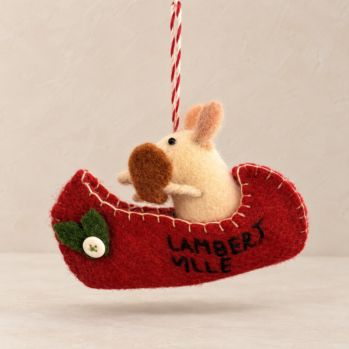 Felt Mouse in a Lambertville canoe