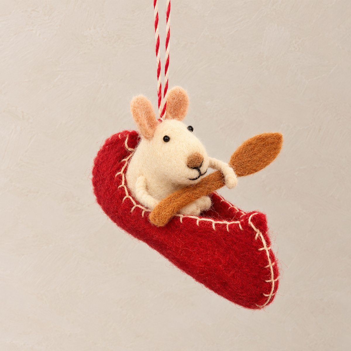 Felt Mouse in a Lambertville canoe