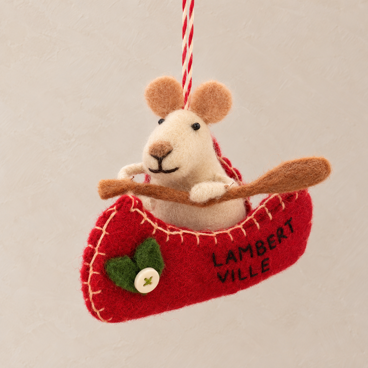 Felt Mouse in a Lambertville canoe